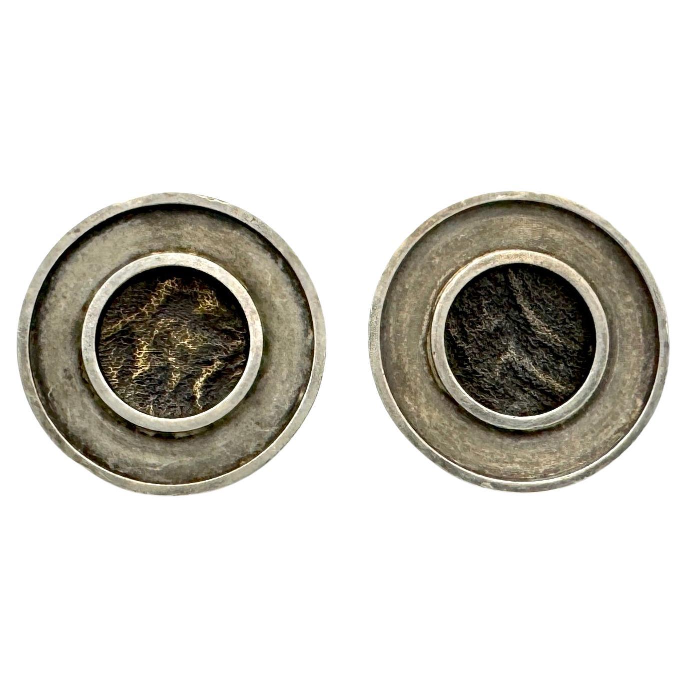 Gemelli da polso modernisti d'epoca in argento dorato