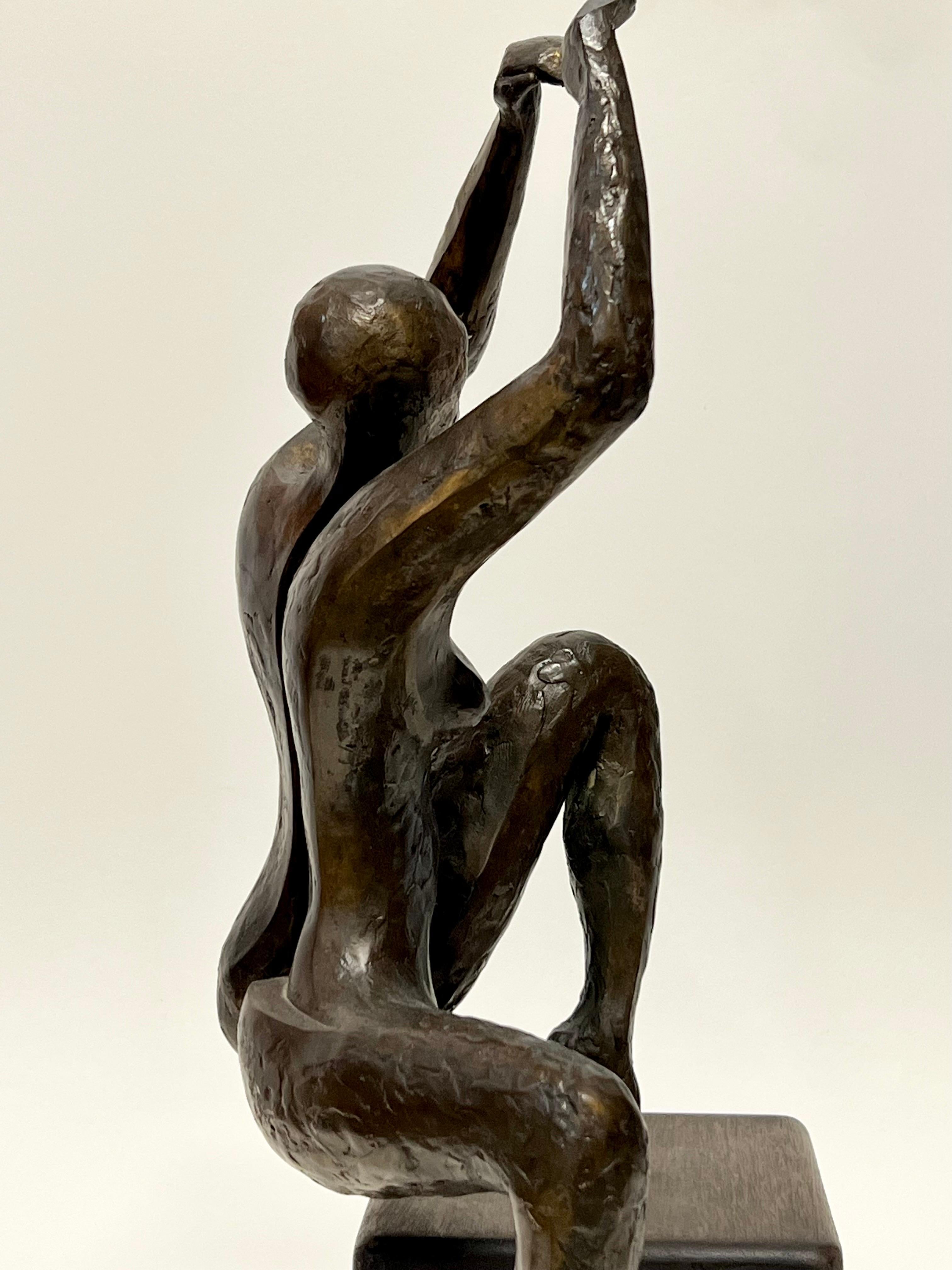 Cast Vintage Modernist Figurative Bronze Sculpture  For Sale
