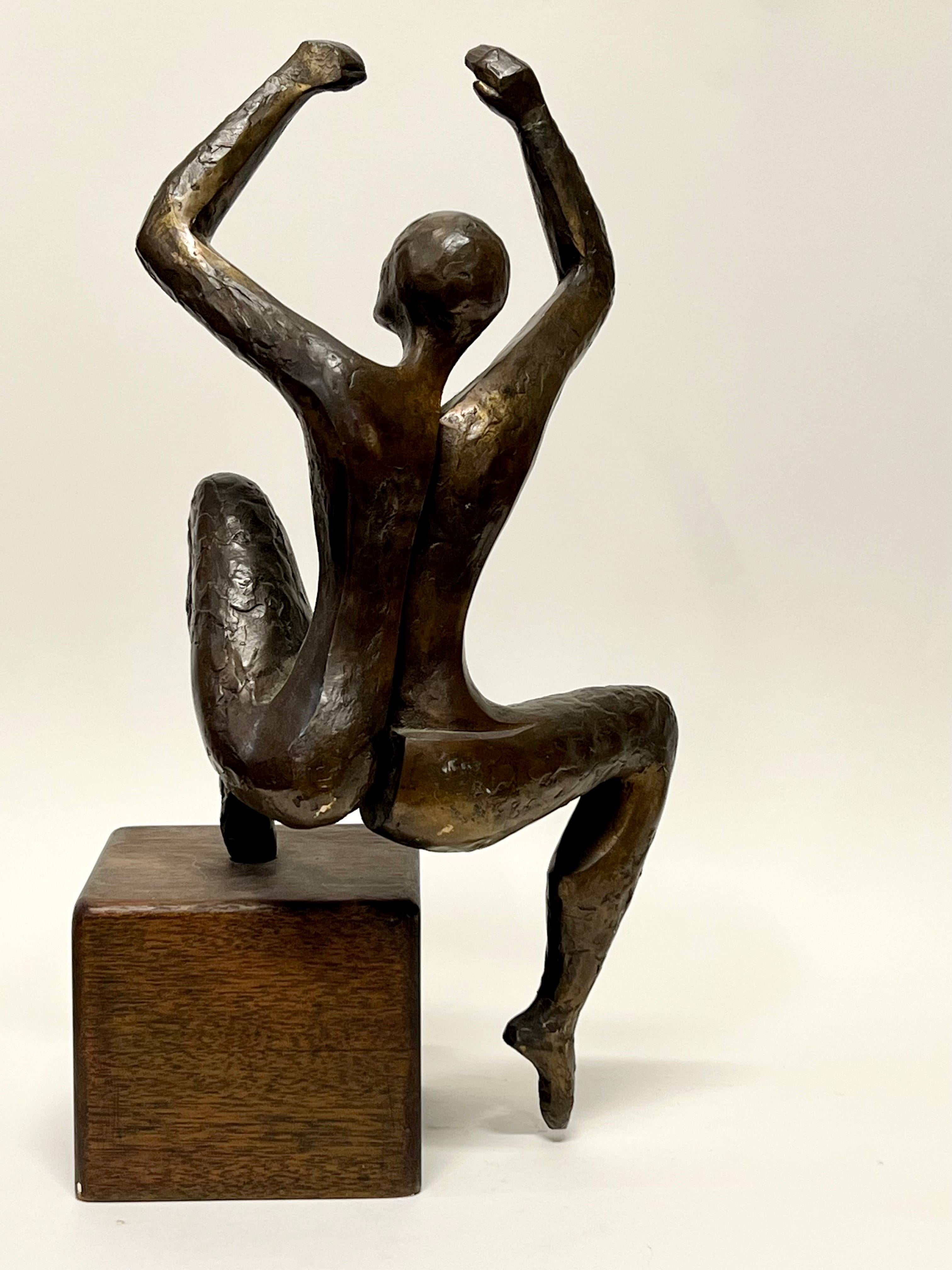 Late 20th Century Vintage Modernist Figurative Bronze Sculpture  For Sale