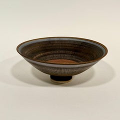 Vintage Modernist Flared Rim Ceramic Bowl Style of Lucie Rie