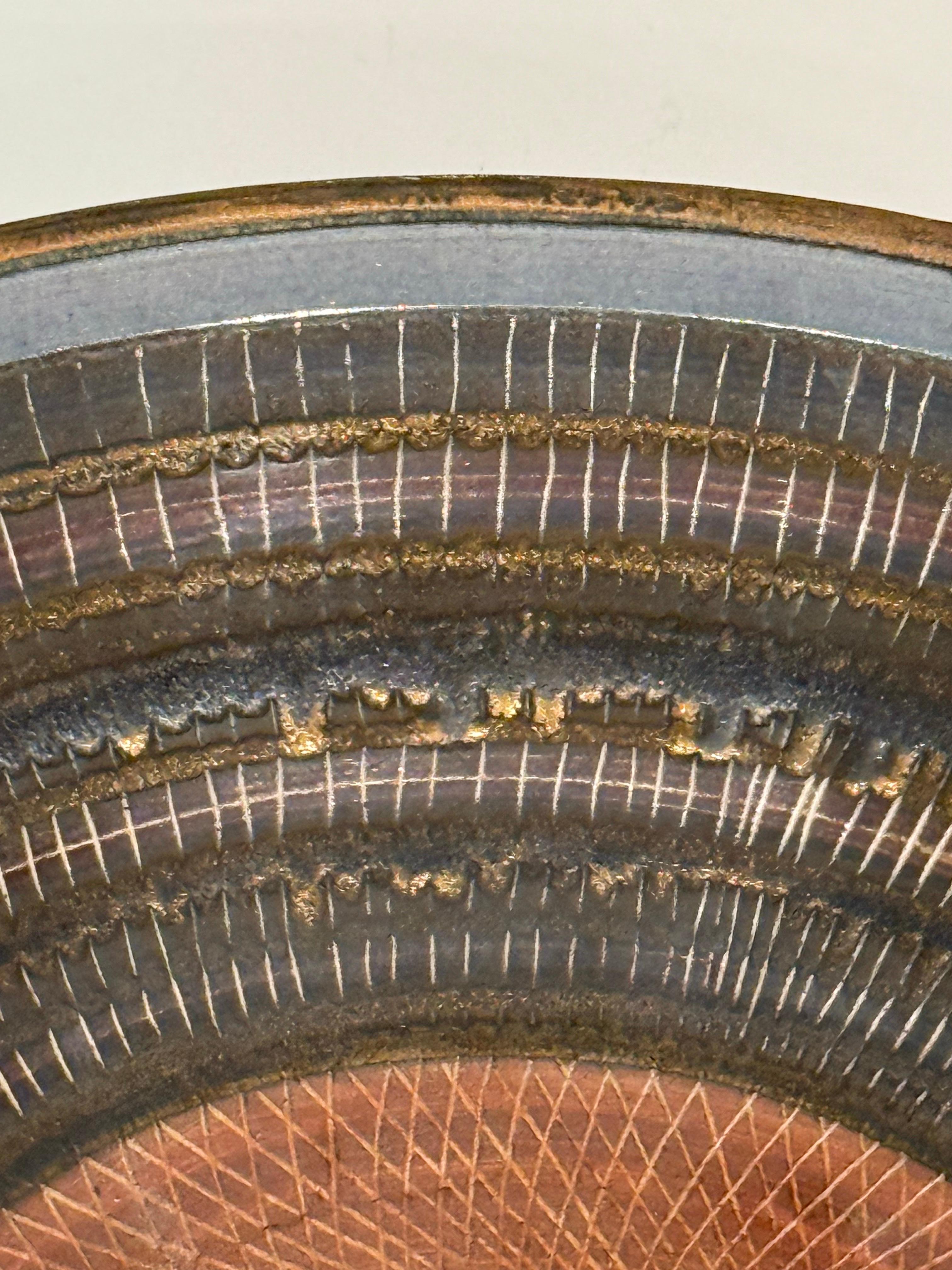 Ciotola modernista d'epoca con bordo svasato in ceramica, stile Lucie Rie In condizioni buone in vendita a Oakland, CA