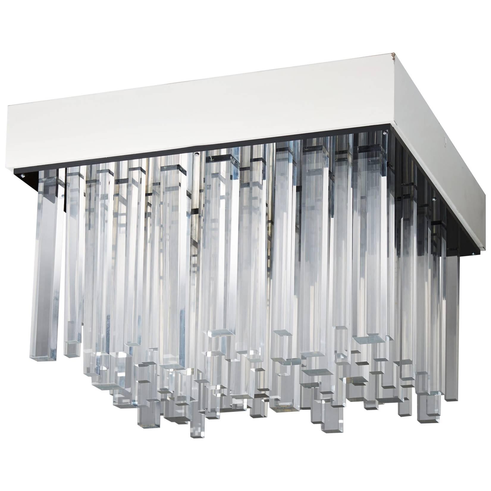 Lampada ad incasso modernista d'epoca - Design a cascata con asta in acrilico, Italia anni '70 in vendita