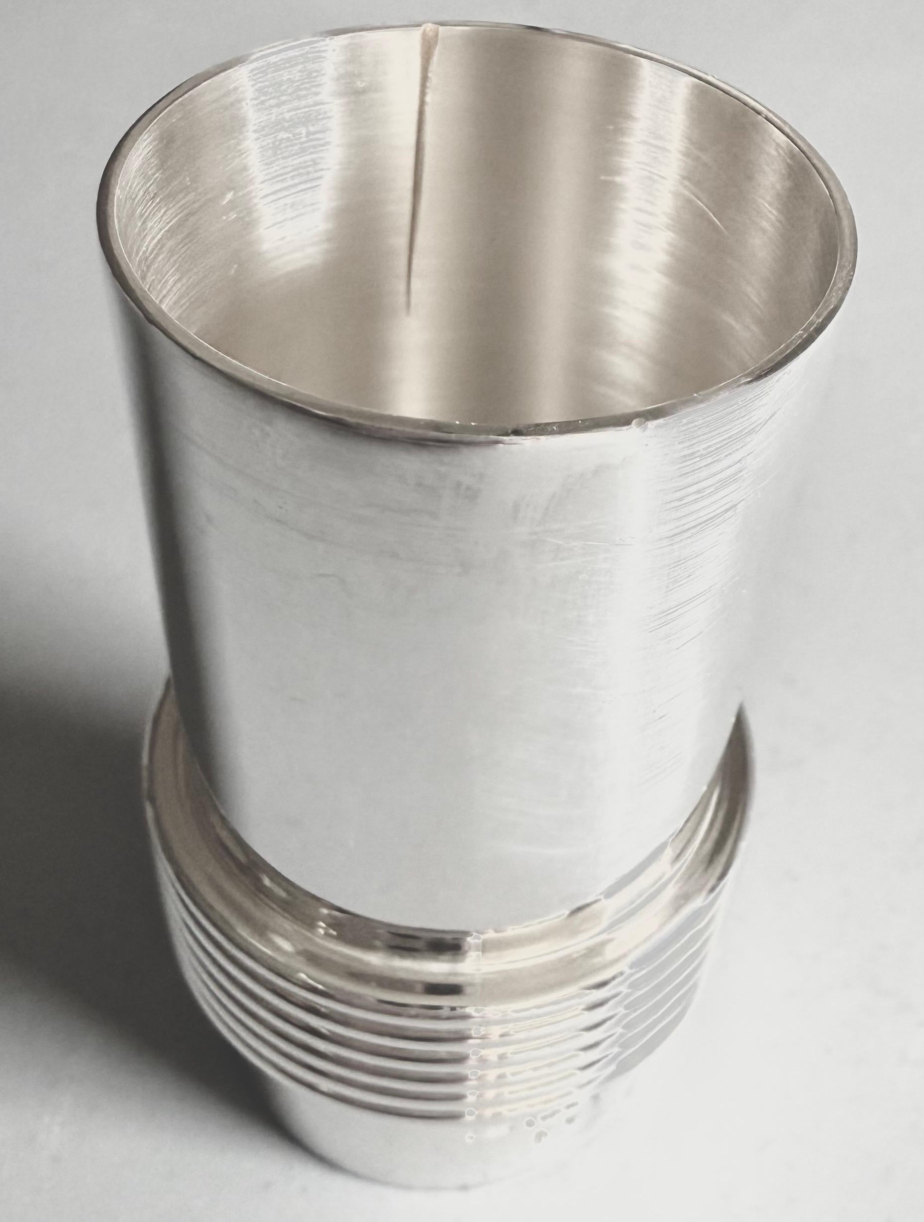 Vintage Modernist Französisch Christofle Silber Platte Cocktail Double Jigger (Metallarbeit) im Angebot