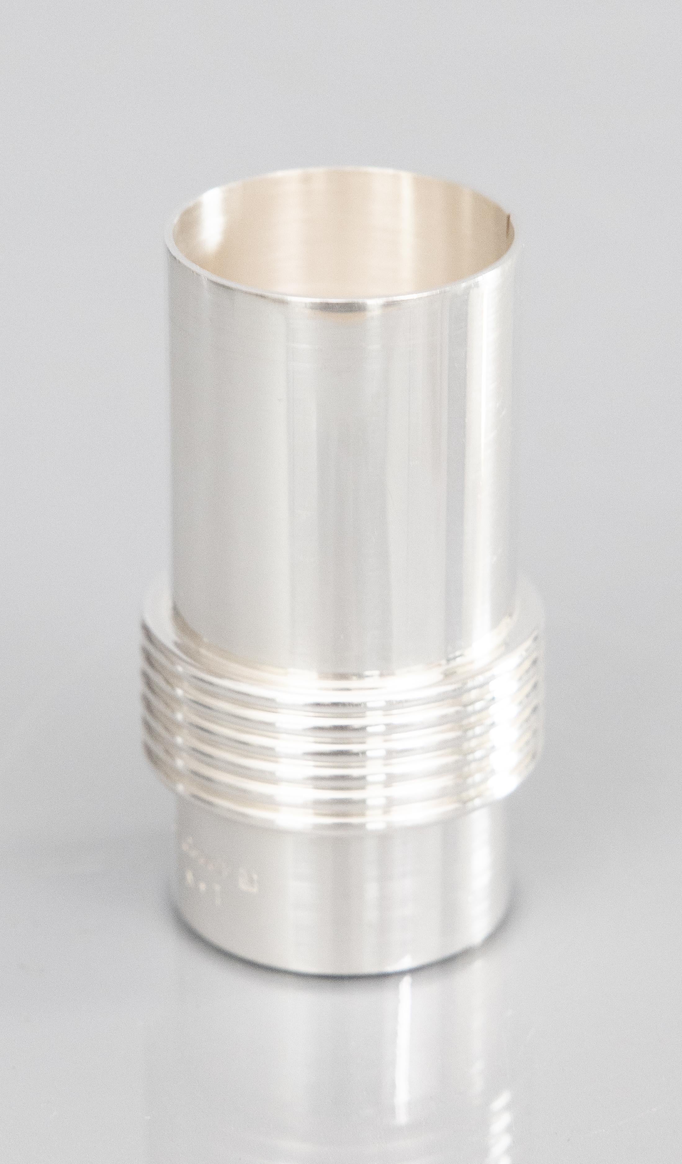 Vintage Modernist Französisch Christofle Silber Platte Cocktail Double Jigger im Angebot 1