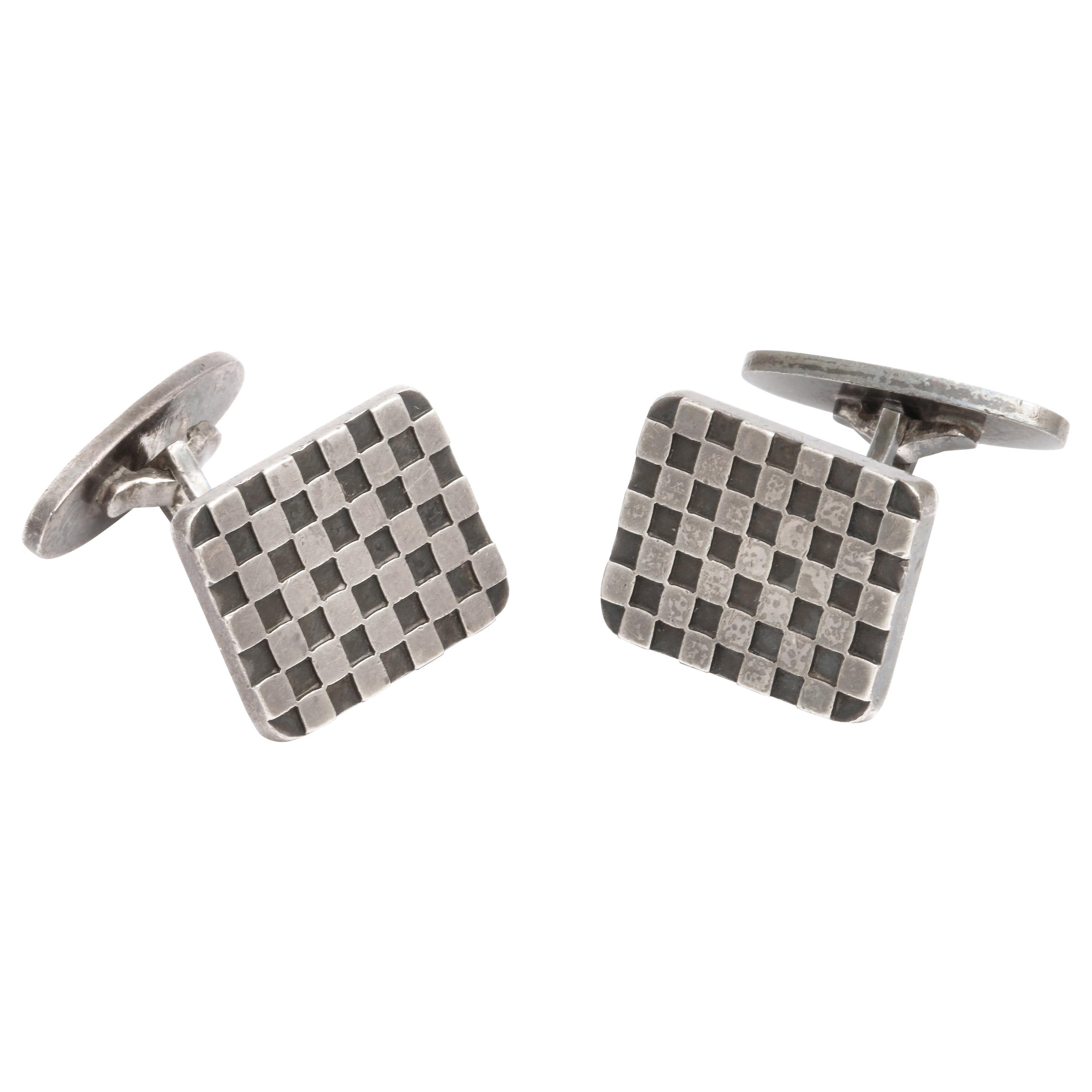 Vintage Modernist Georg Jensen Checkerboard Cufflinks