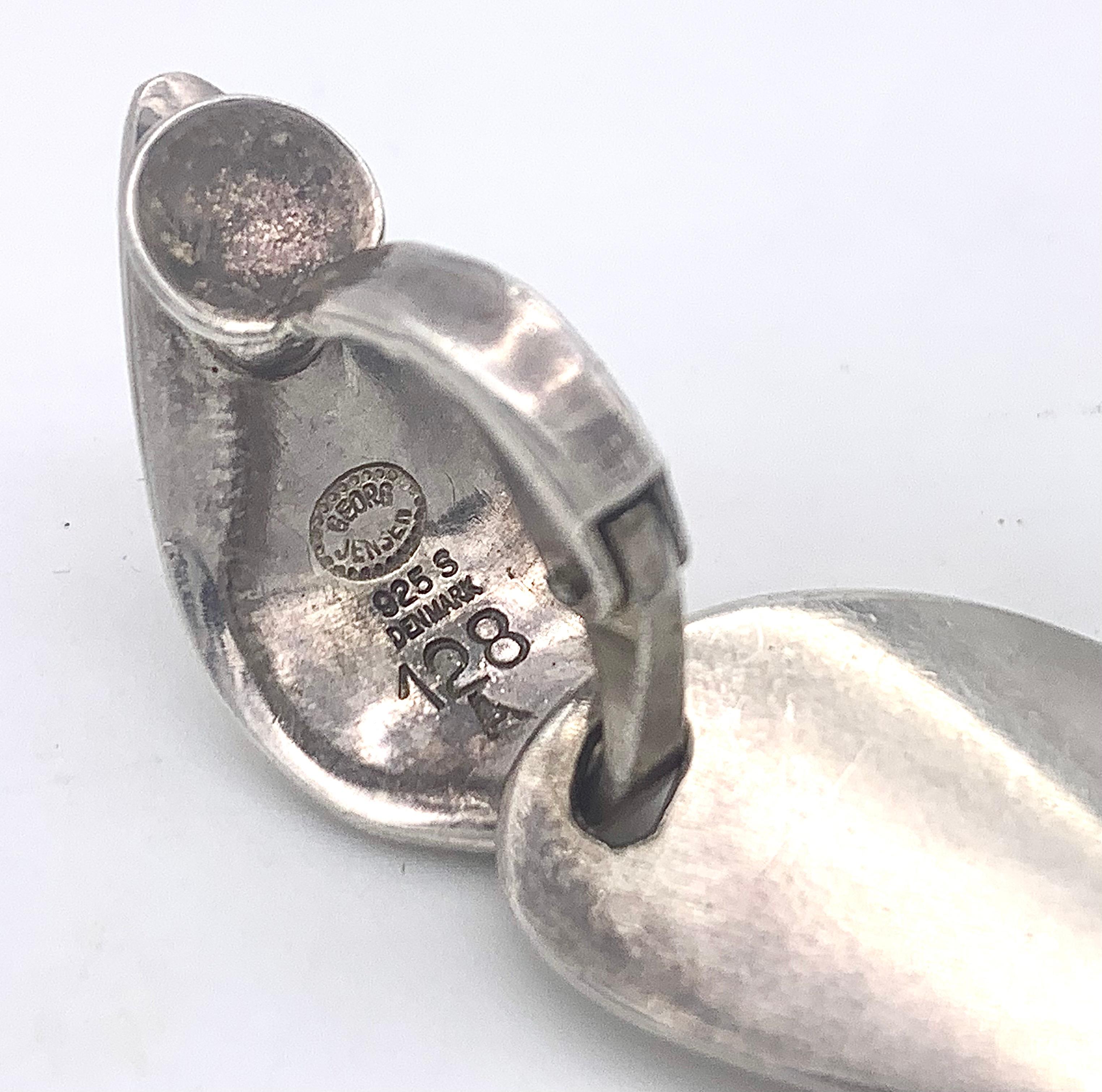 Vintage 1960's Georg Jensen Nana Ditzel Clip-On Earrings Sterling Silver In Good Condition For Sale In Munich, Bavaria