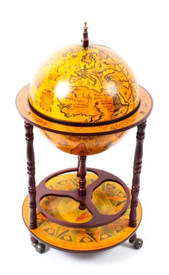 Vintage Modernist Globe Cocktail Cabinet Dry Bar Midcentury