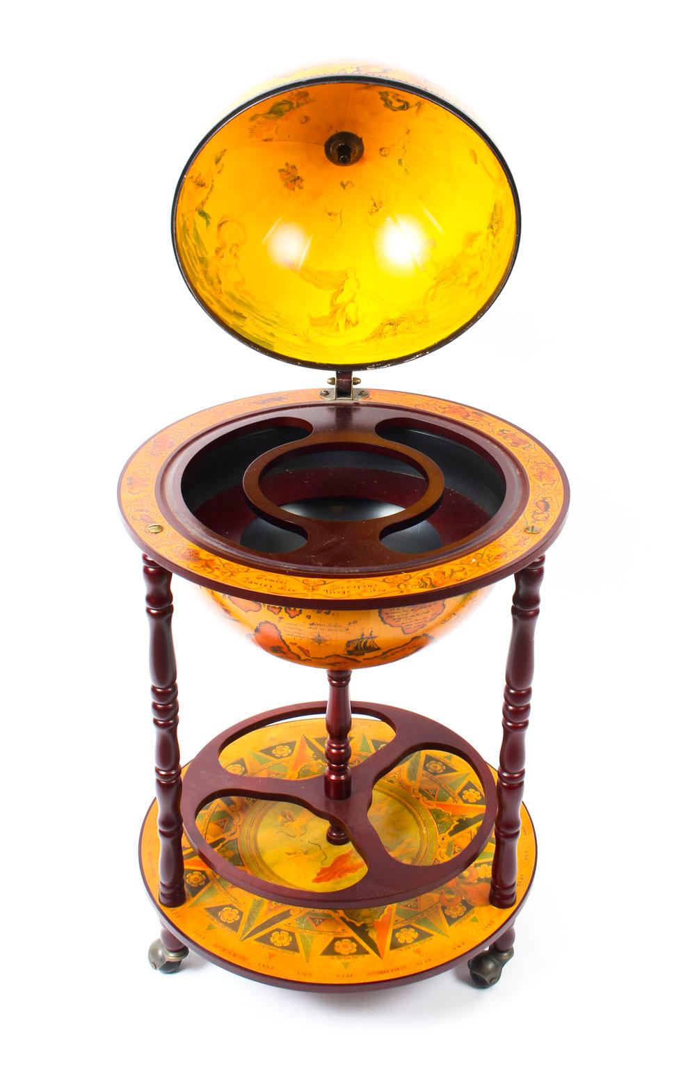 Mid-20th Century Vintage Modernist Globe Cocktail Cabinet Dry Bar Mid Century