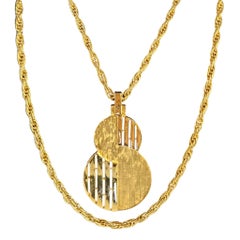 Vintage Modernist Gold-Tone Intertwining "S" Pendant Necklace