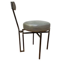 Vintage Modernist Hand Forged Iron Accent Chair Newly Reupholstered