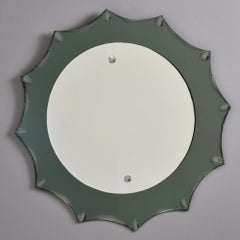 Vintage Modernist italienischen Spiegel mit Rauchglas Scalloped Rand