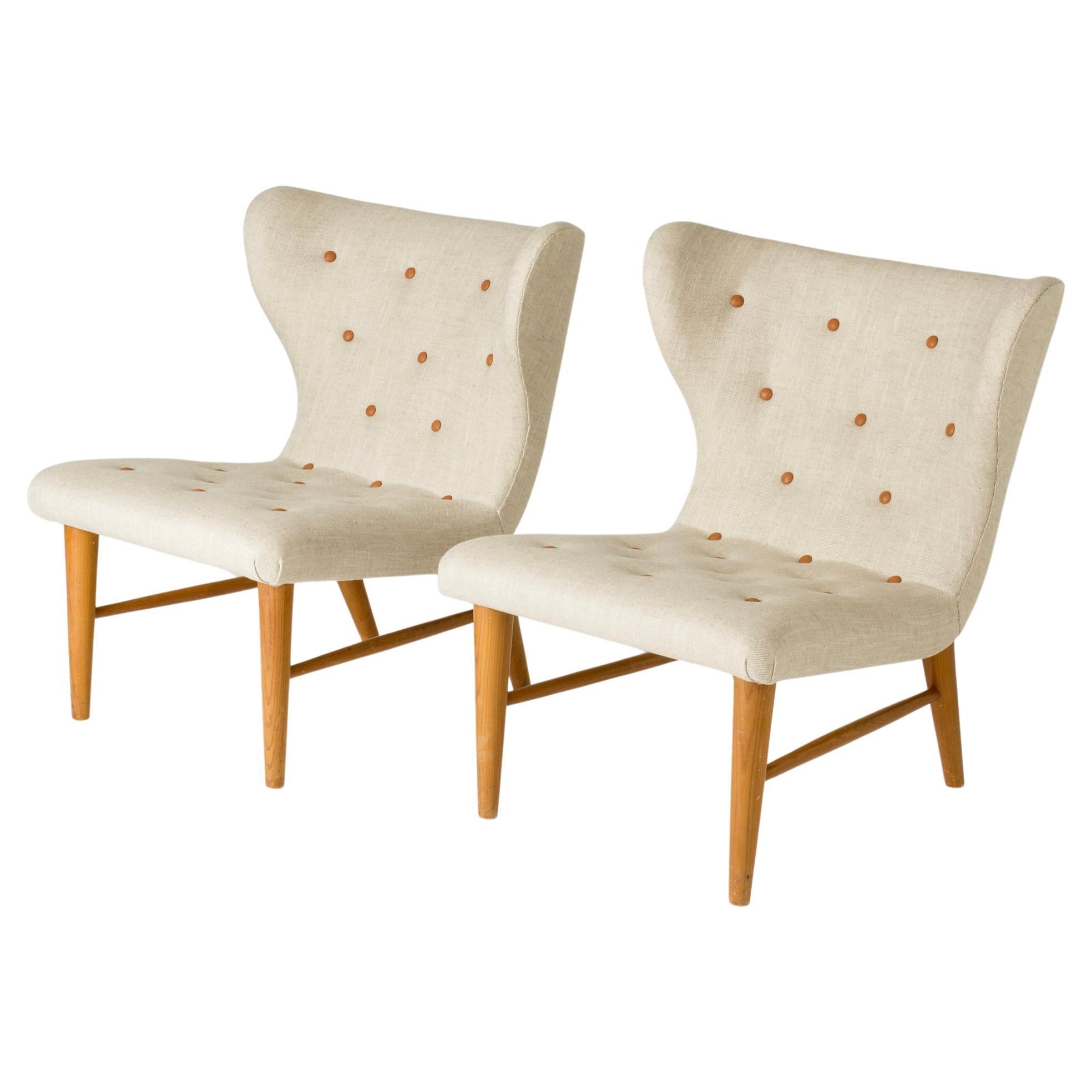 Vintage Modernist Lounge Chairs by Erik Karlén, Sweden, 1940s For Sale
