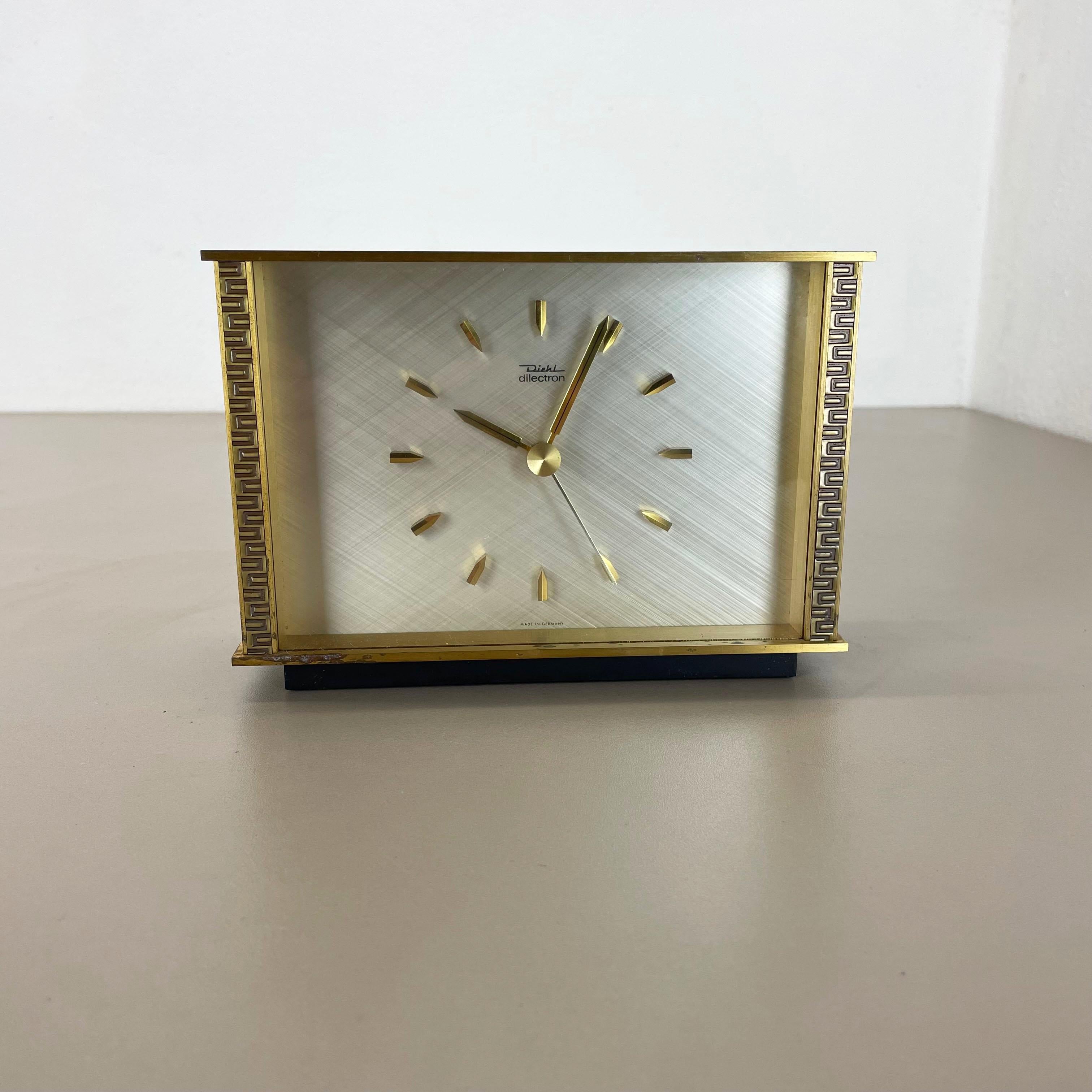 Vintage Modernist Metal Brass Table Clock by Diehl Dilectron, Germany 1960s  For Sale at 1stDibs