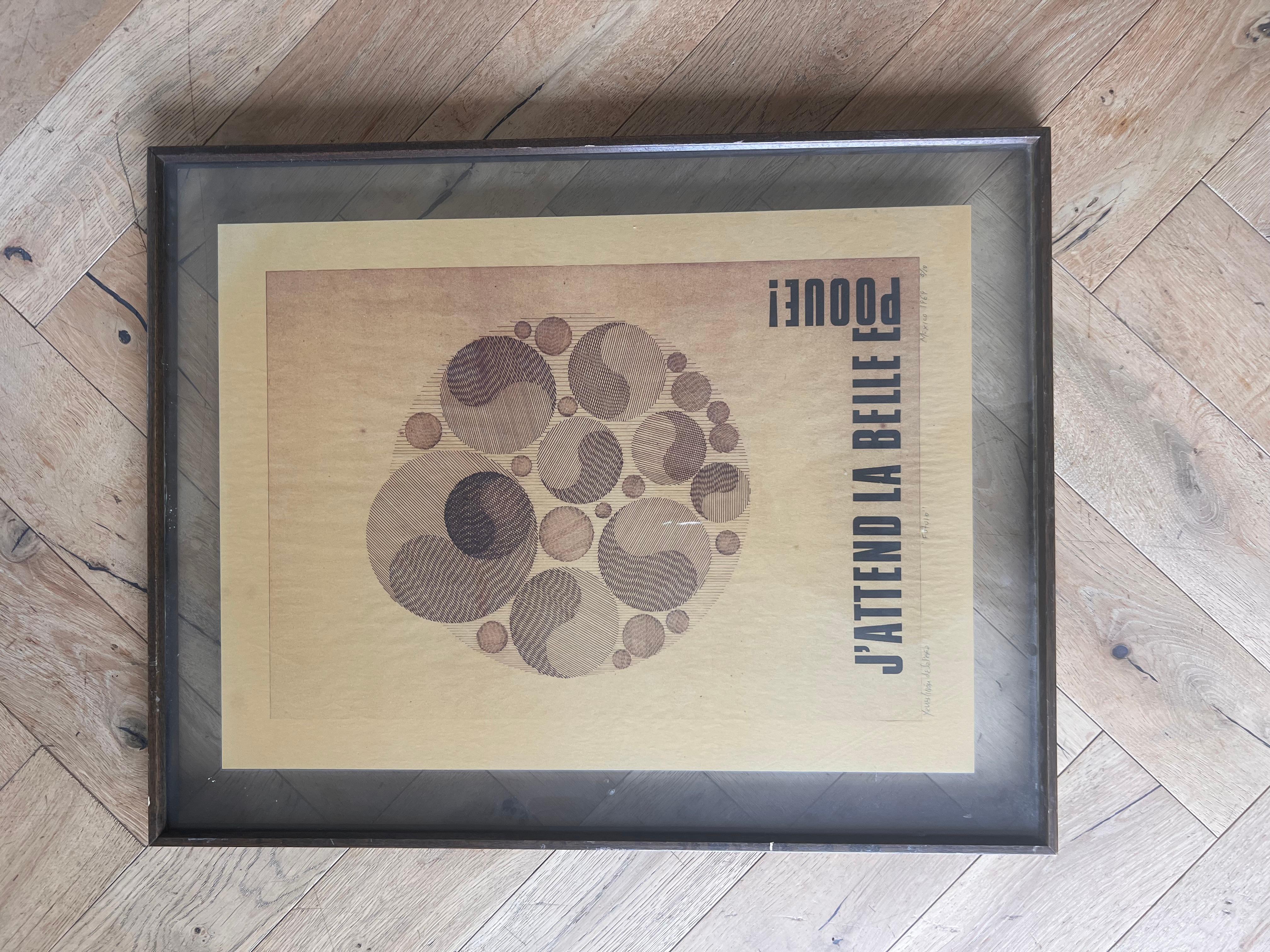 Vintage modernist Mexican print “Futura”, signed and framed, 1969 For Sale 7