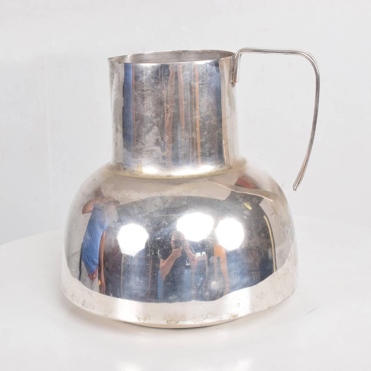 Late 20th Century Vintage Modernist Mexican Silver Plate Pitcher