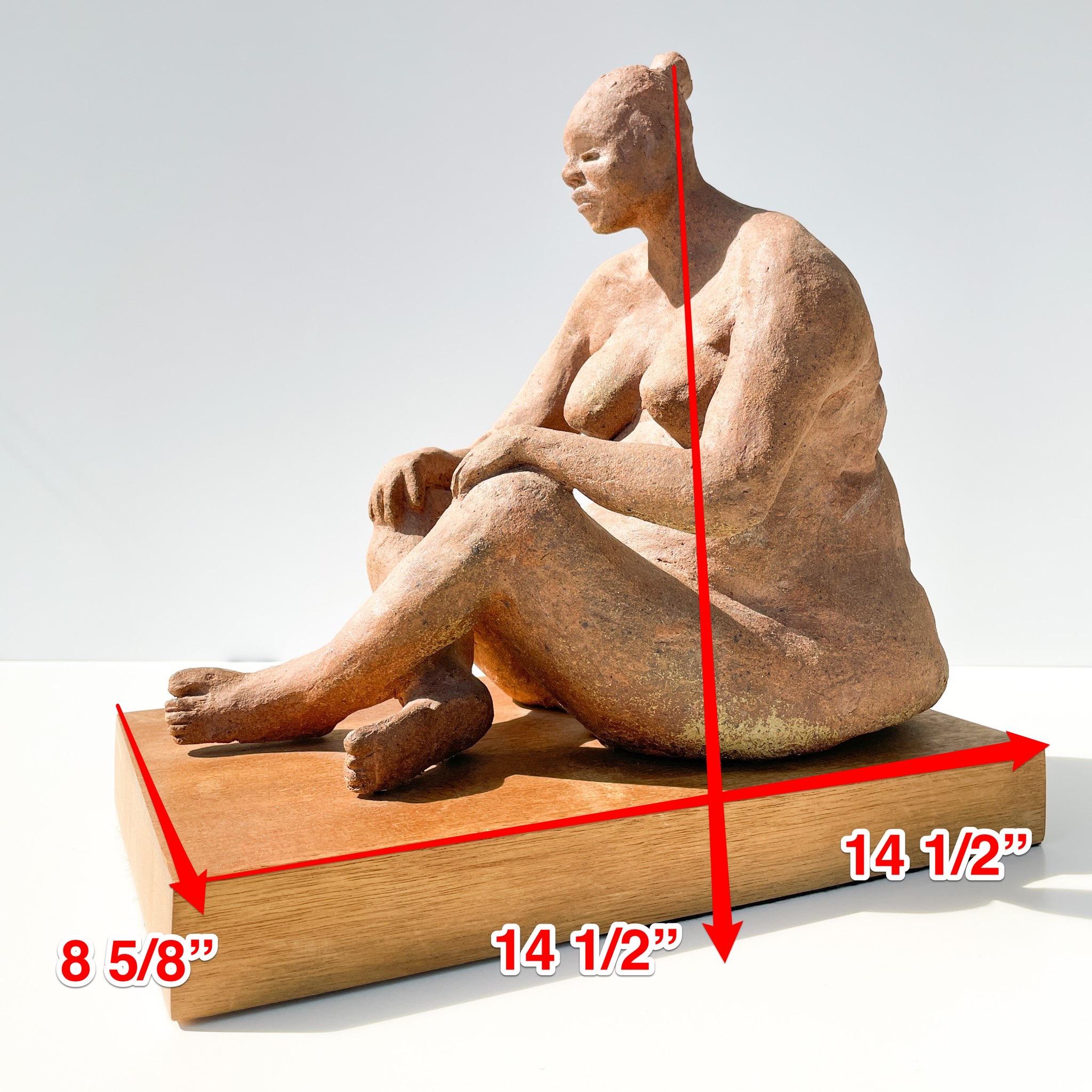 Vintage Modernist Nude Rubenesque Women Terracotta Sculpture By F Kahn 