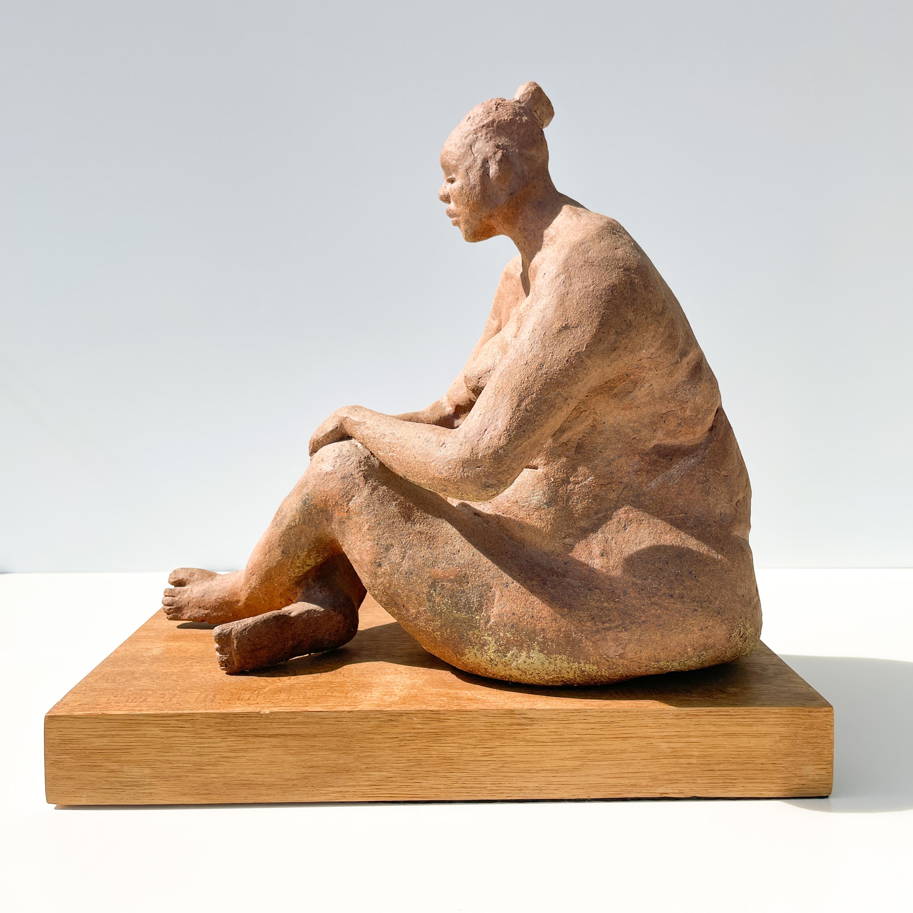 Vintage Modernist Nude Rubenesque Women Terracotta Sculpture By F Kahn