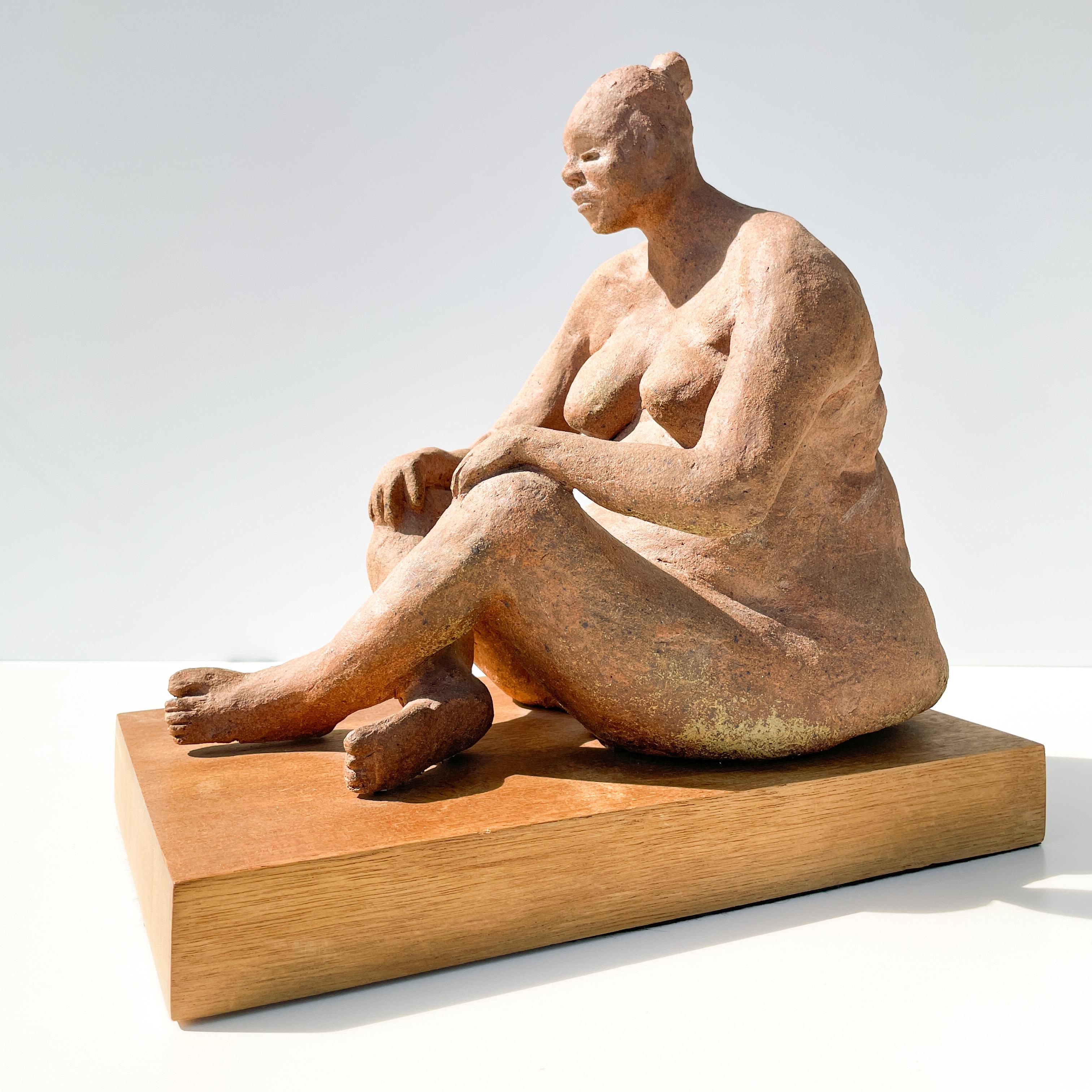 Vintage Modernist Nude Rubenesque Women Terracotta Sculpture By F. Kahn MCM For Sale 2