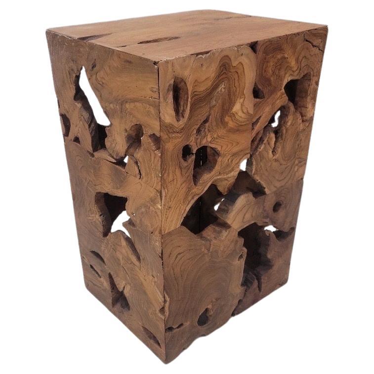 Vintage Modernist Organic Burl Wood Pedestal/Side Table For Sale