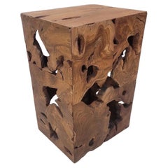 Vintage Modernist Organic Burl Wood Pedestal/Side Table