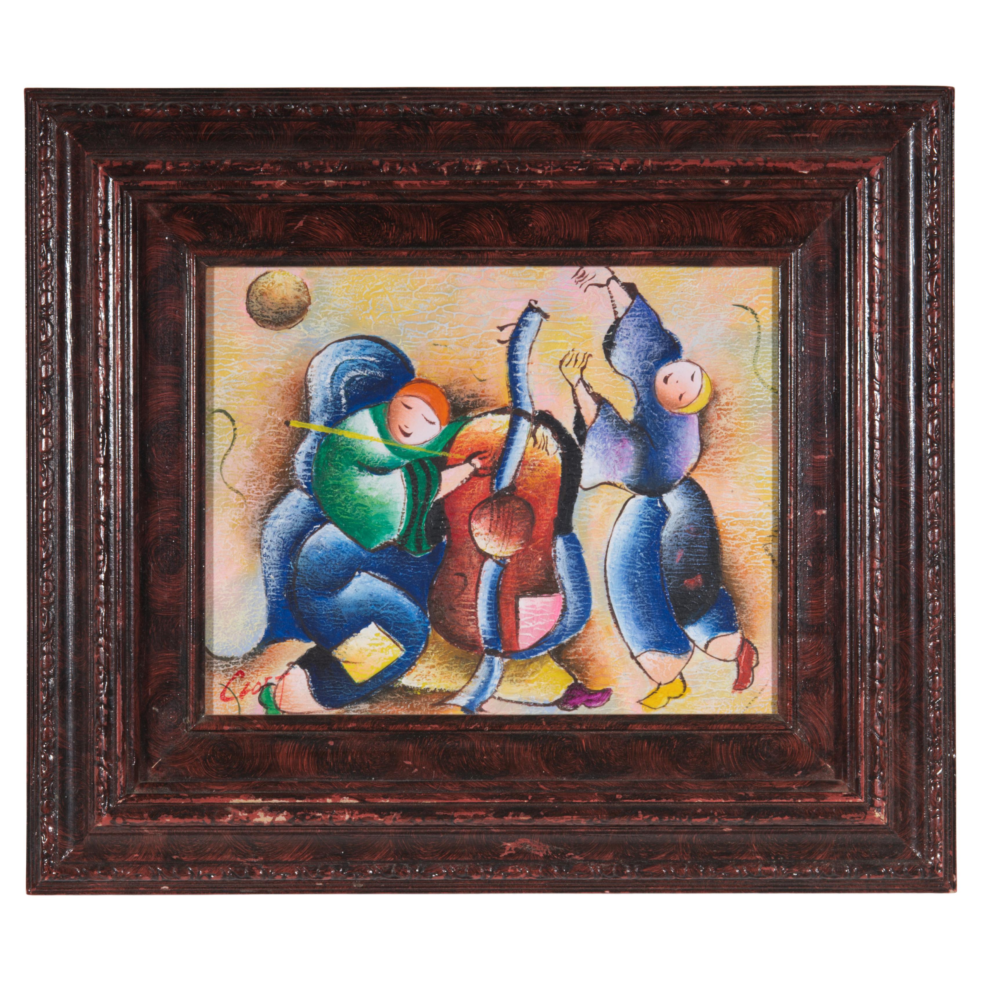 Vintage Modernist Original Artwork Performance Arts, Framed