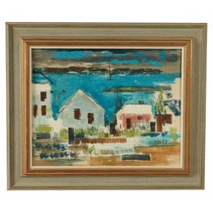 Vintage Modernist Painting of a Bermuda Bayscape by Alfred Birdsey