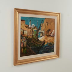 Vintage Modernist Painting of Venice