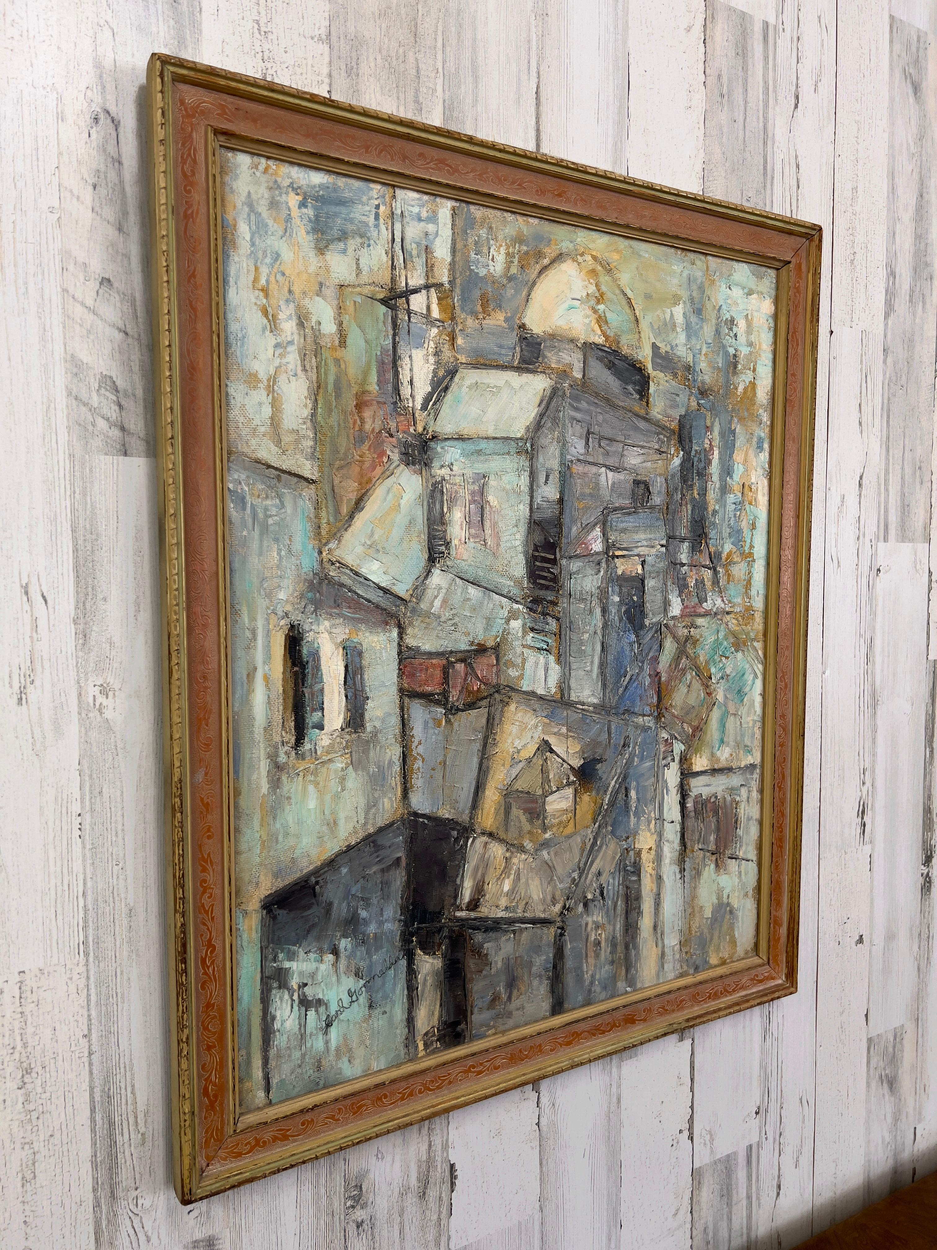Mid-Century Modern Vintage Modernist Painting on Board For Sale