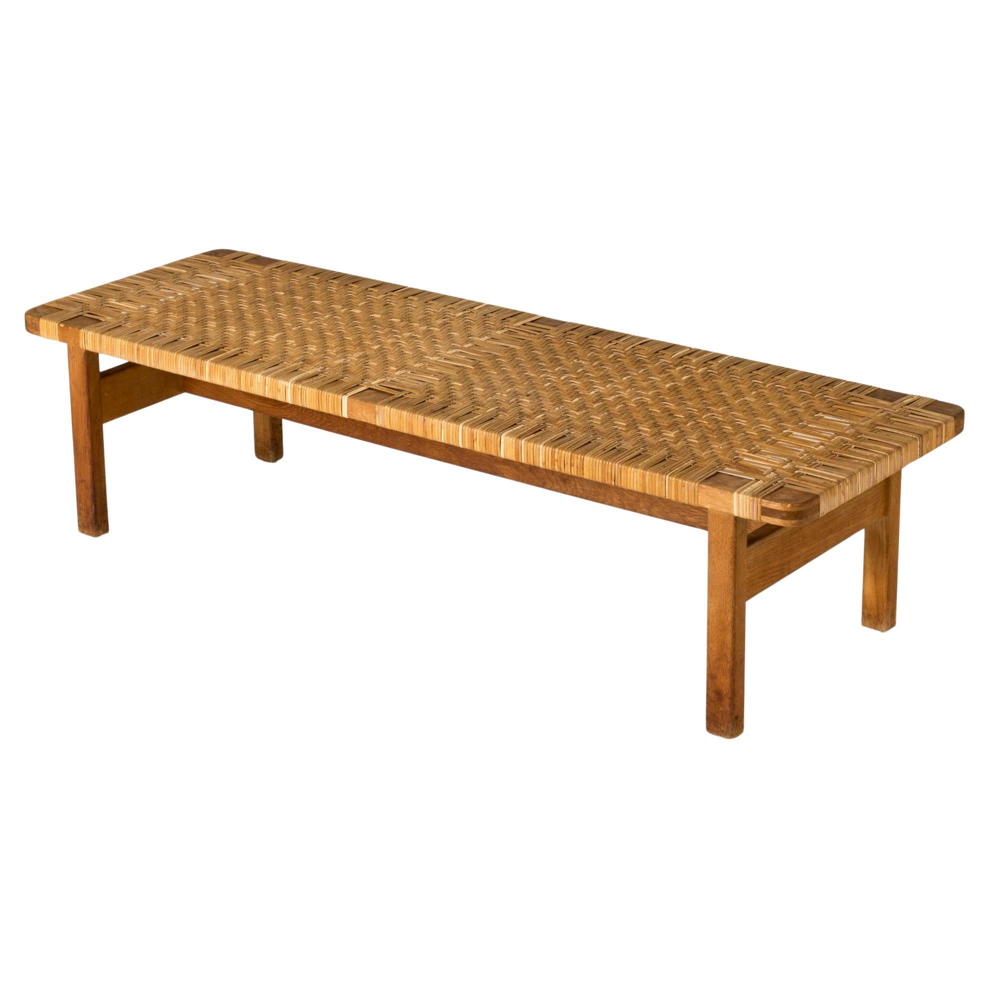 Vintage Modernist Rattan Bench by Børge Mogensen, Denmark, 1960s For Sale