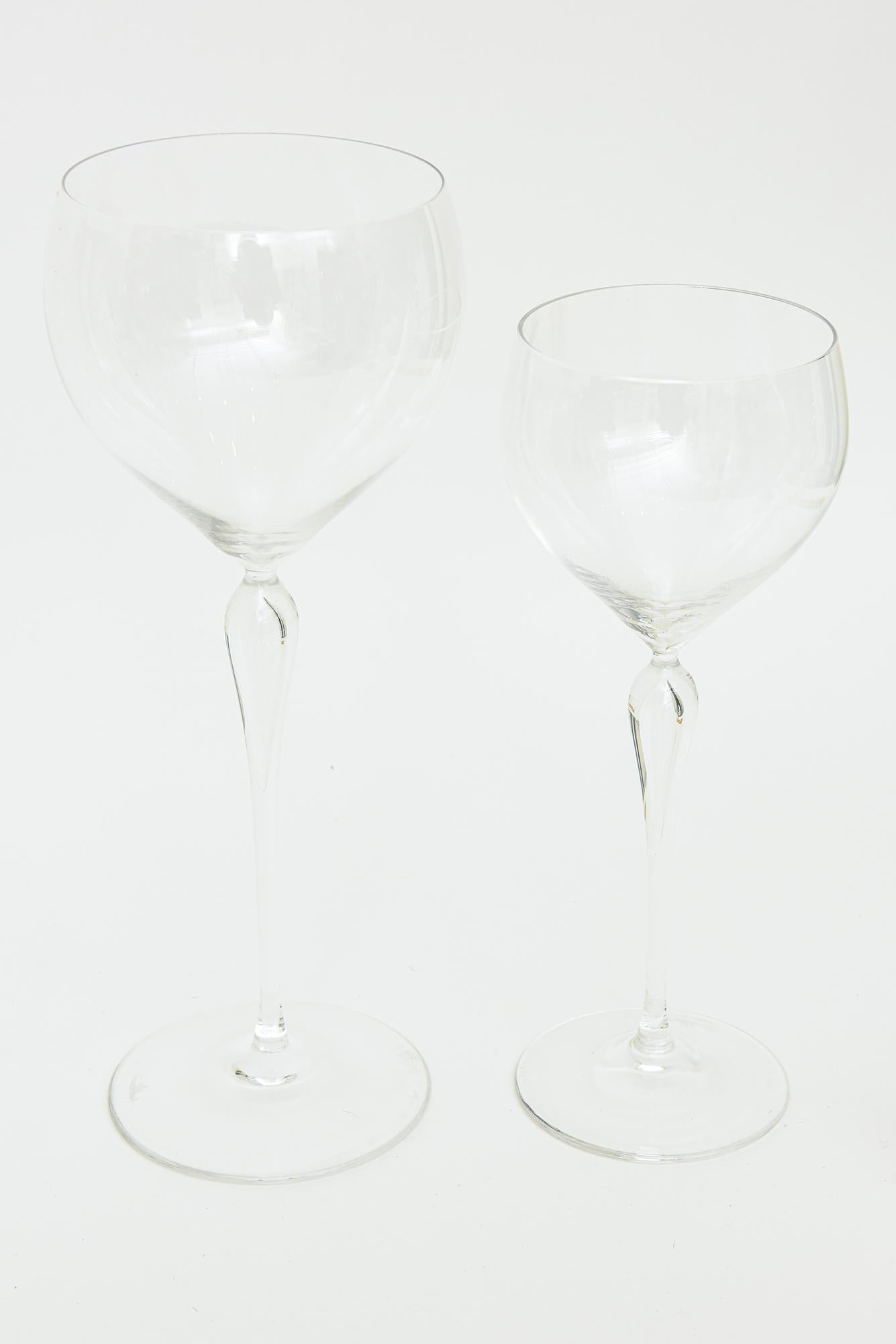 Vintage Maitre Rosenthal Crystal Burgundy, White Wine Glasses Barware Set of 24 For Sale 5
