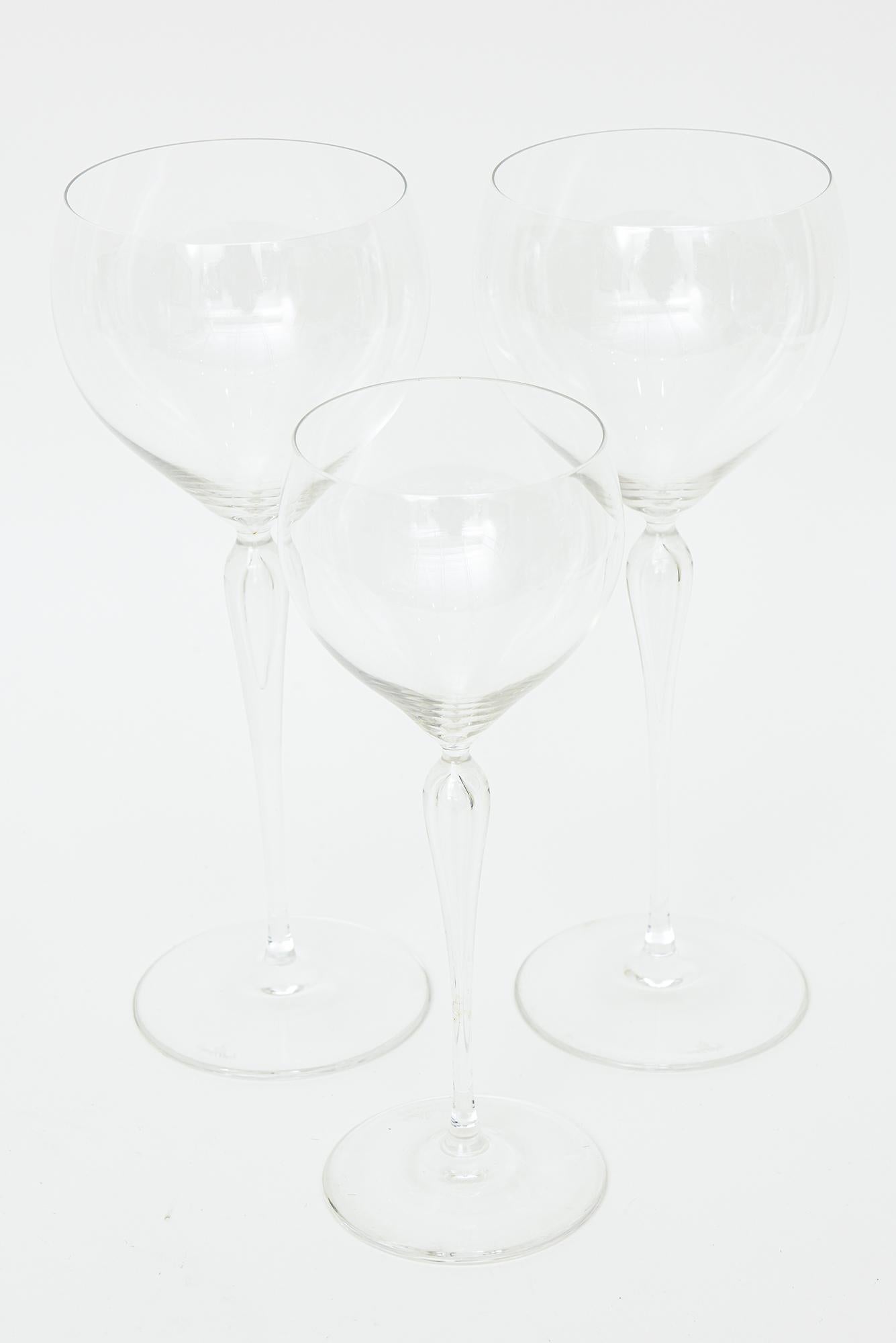 Vintage Maitre Rosenthal Crystal Burgundy, White Wine Glasses Barware Set of 24 For Sale 6