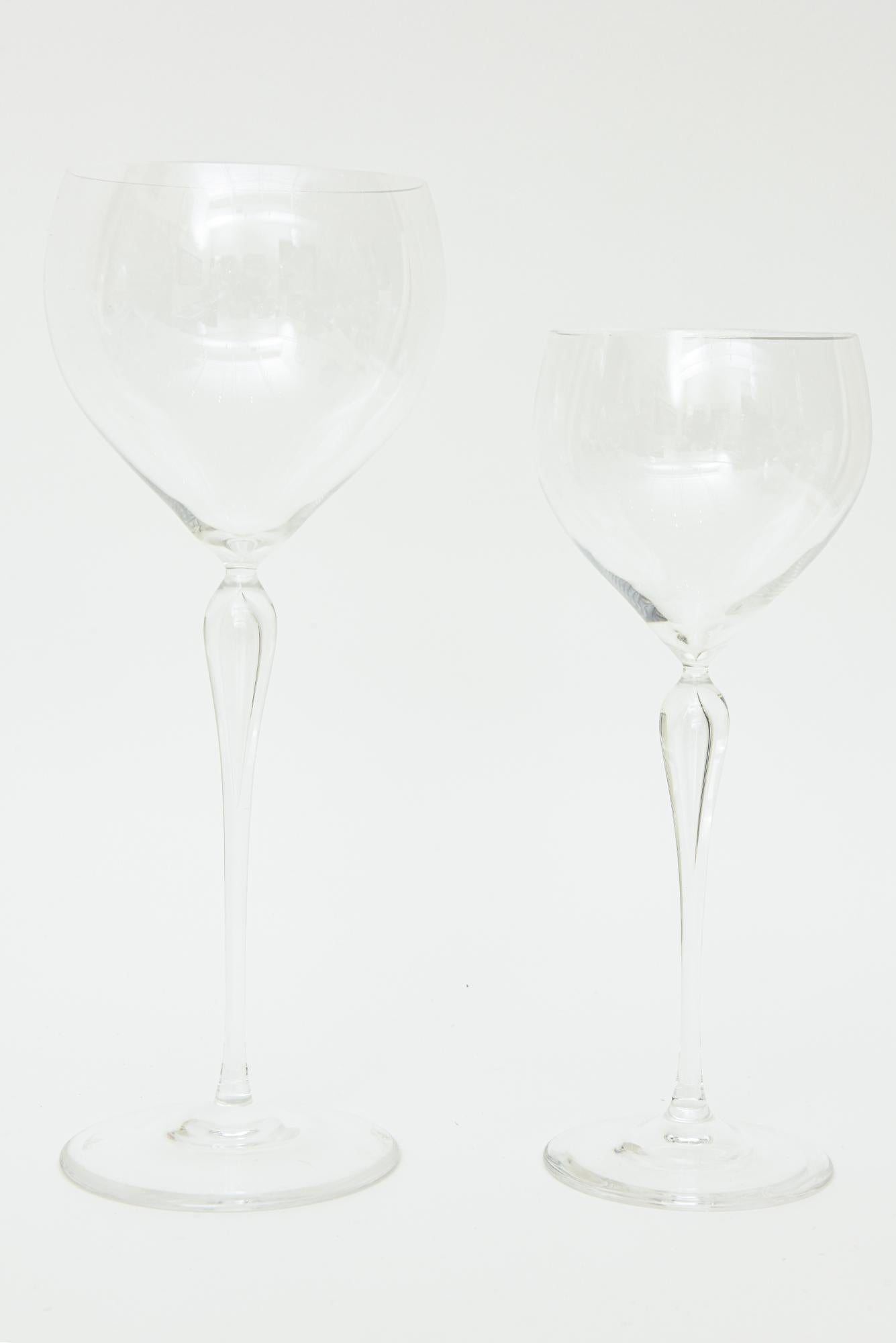 Vintage Maitre Rosenthal Crystal Burgundy, White Wine Glasses Barware Set of 24 For Sale 7