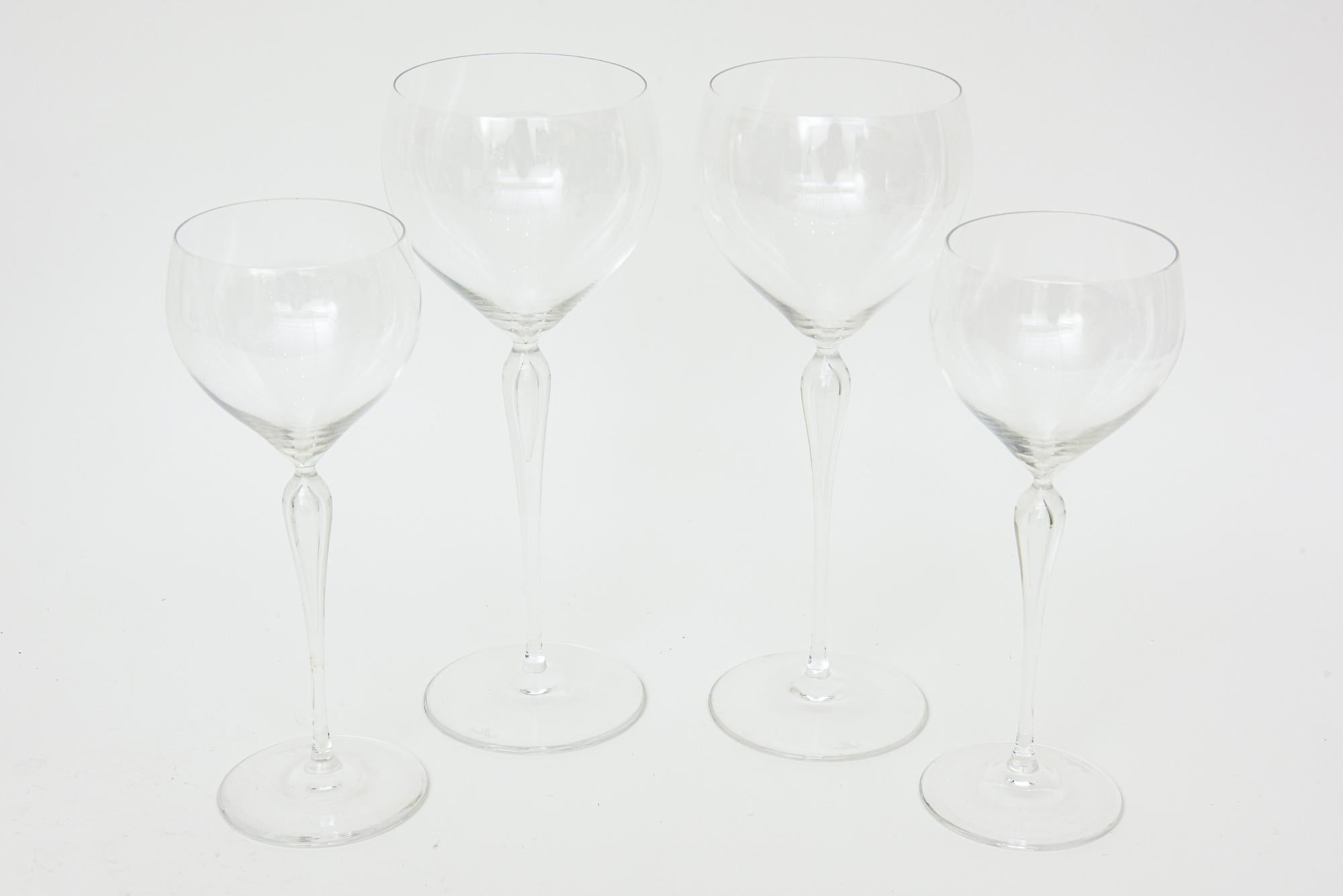 Vintage Maitre Rosenthal Crystal Burgundy, White Wine Glasses Barware Set of 24 In Good Condition For Sale In North Miami, FL