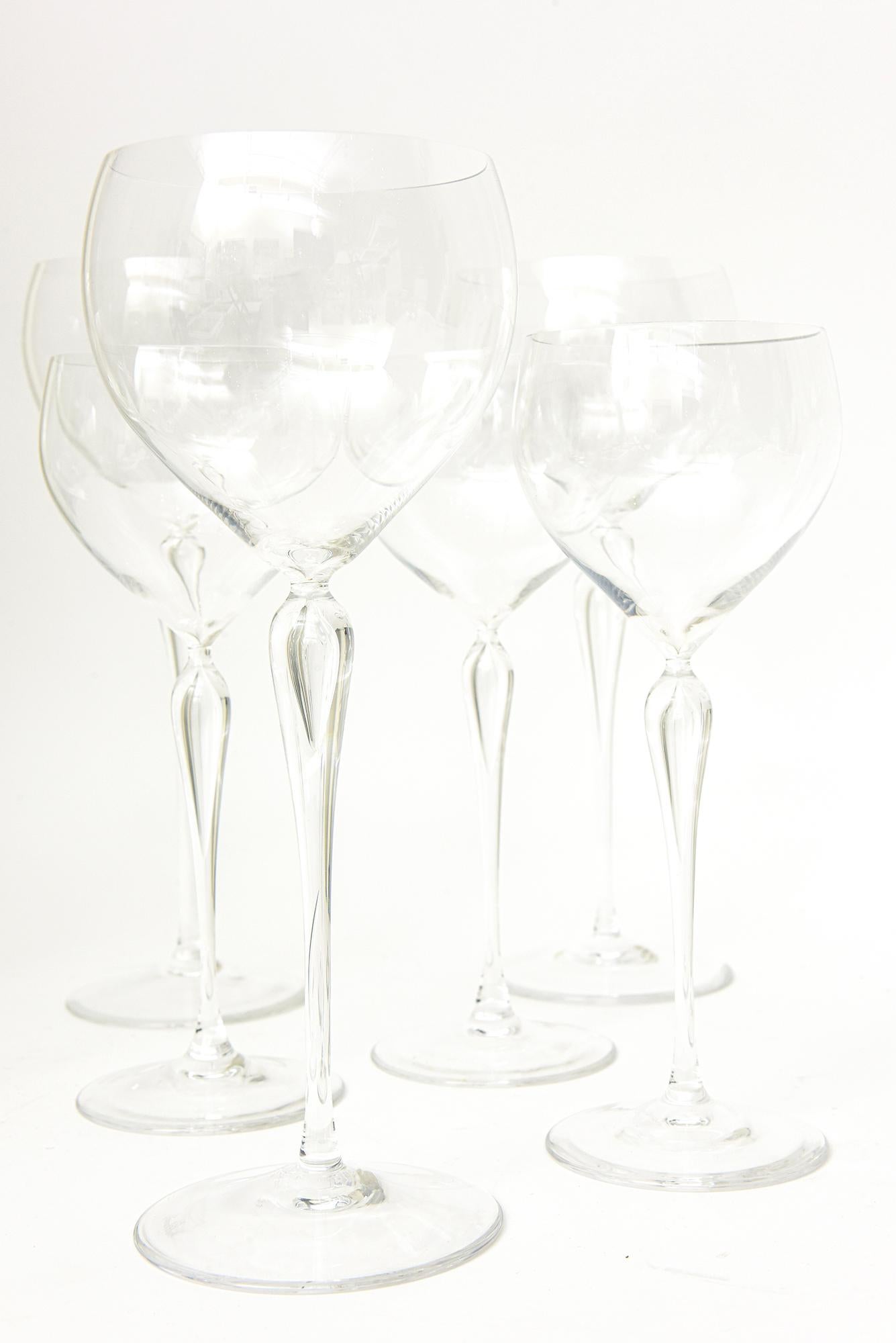 Late 20th Century Vintage Maitre Rosenthal Crystal Burgundy, White Wine Glasses Barware Set of 24 For Sale