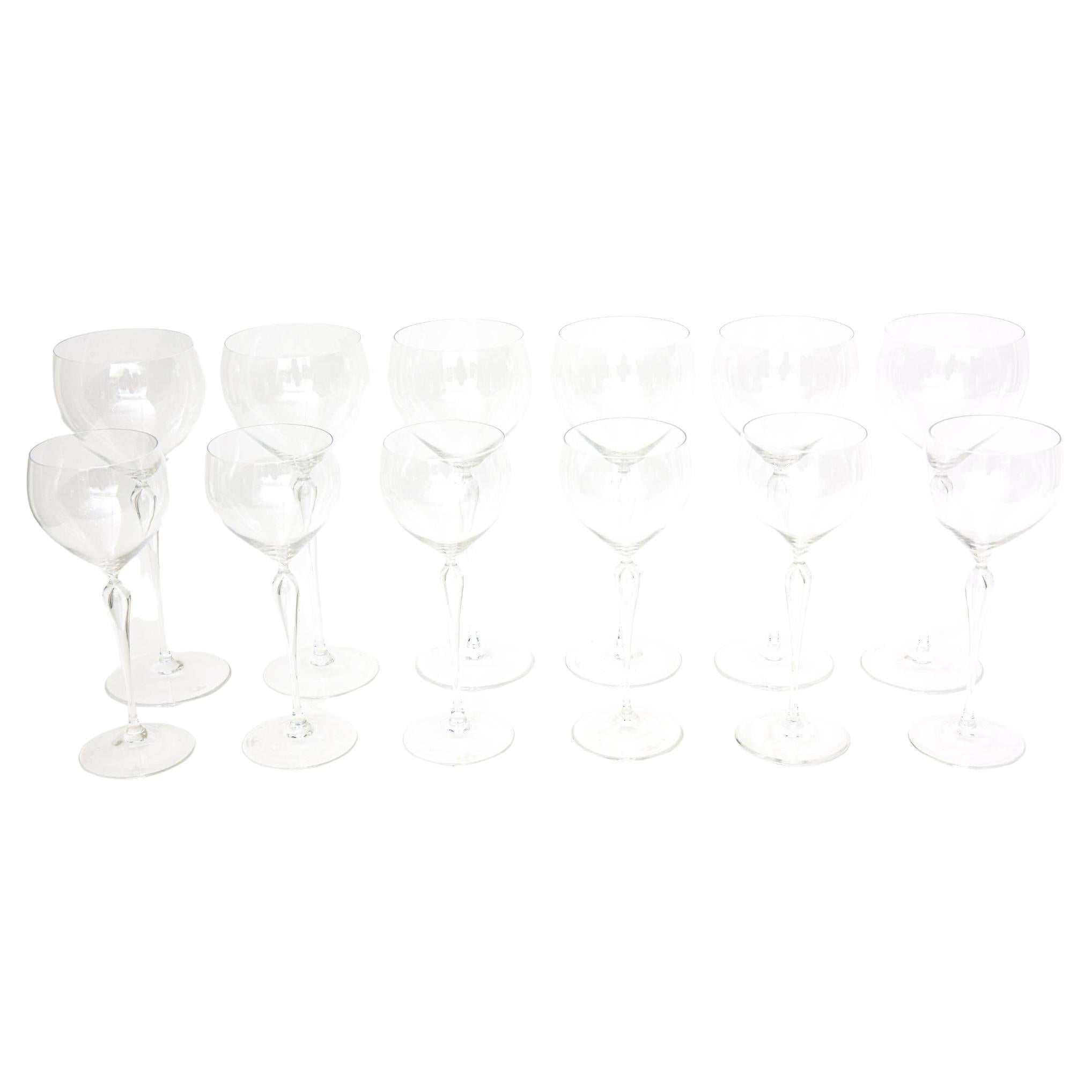 Vintage Maitre Rosenthal Crystal Burgundy, White Wine Glasses Barware Set of 24 For Sale