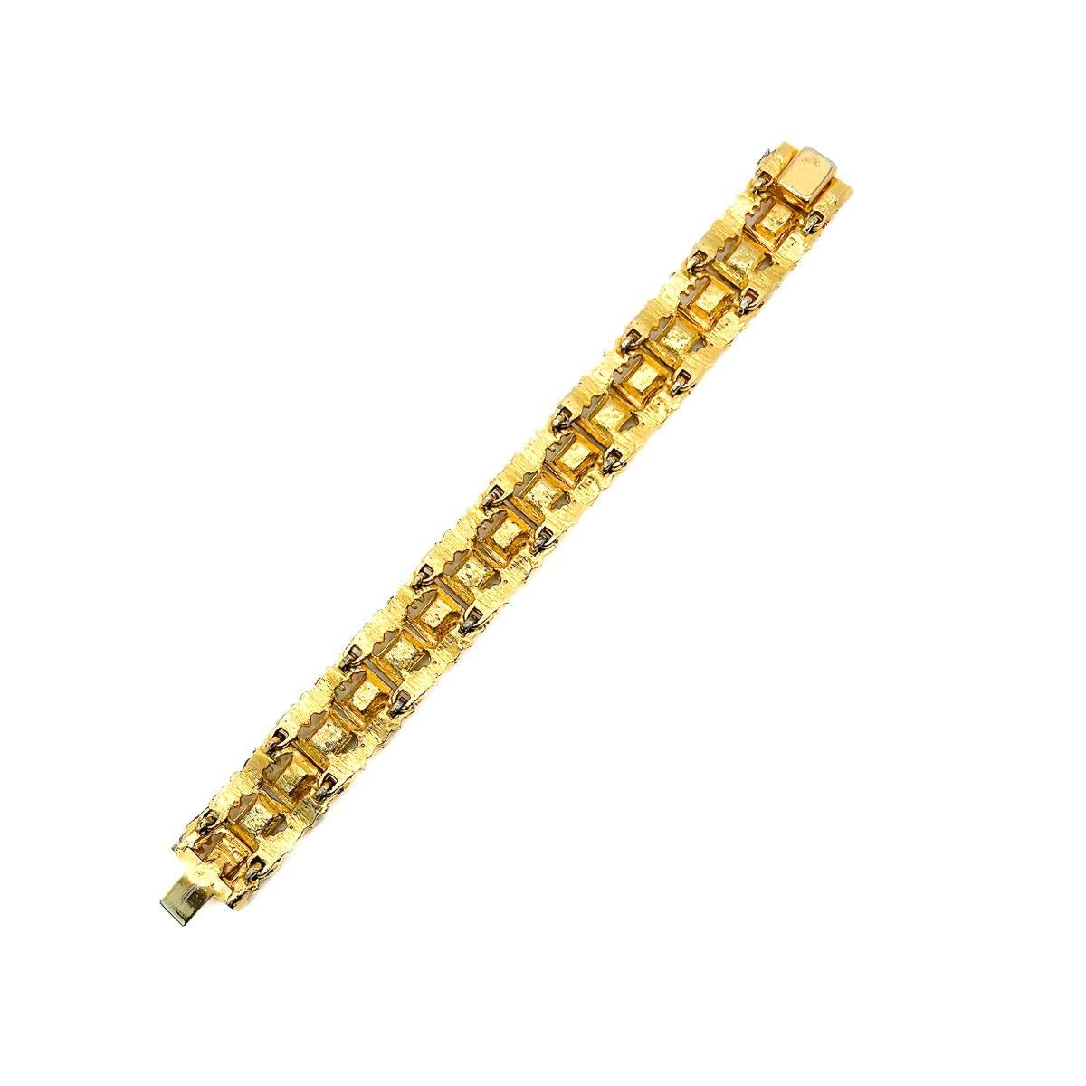 Vintage Modernist Sapphire Bark Bracelet 1960s For Sale 2