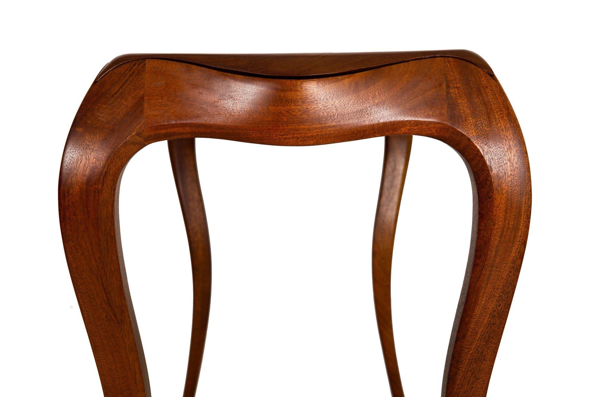 Vintage Modernist Serpentine Mahogany Console Table, 20th Century, Signed For Sale 12