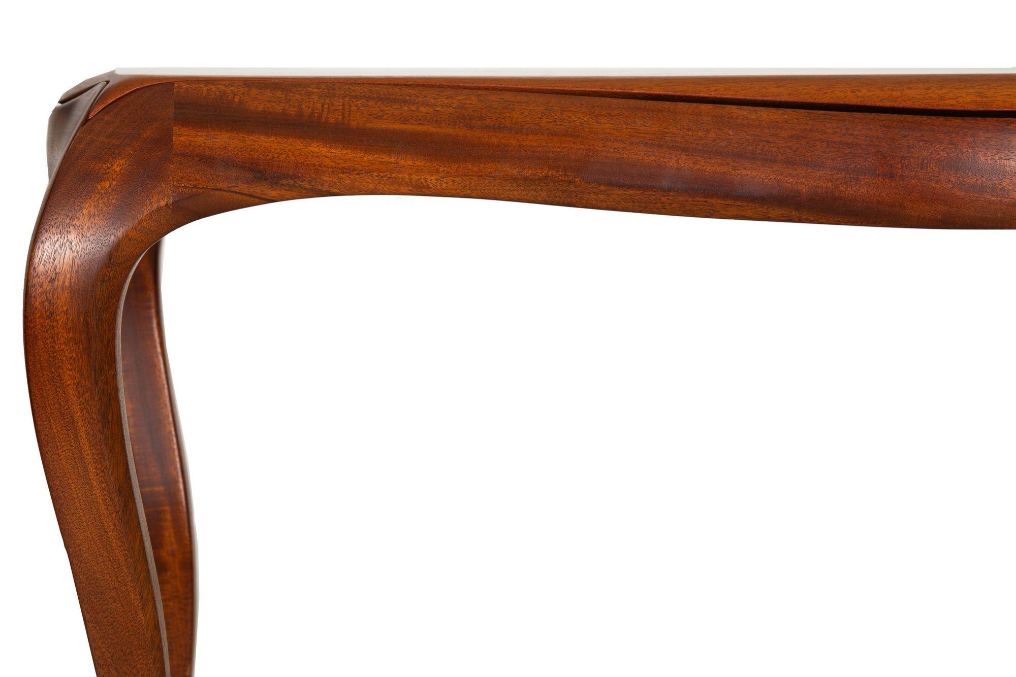 Vintage Modernist Serpentine Mahogany Console Table, 20th Century, Signed For Sale 2
