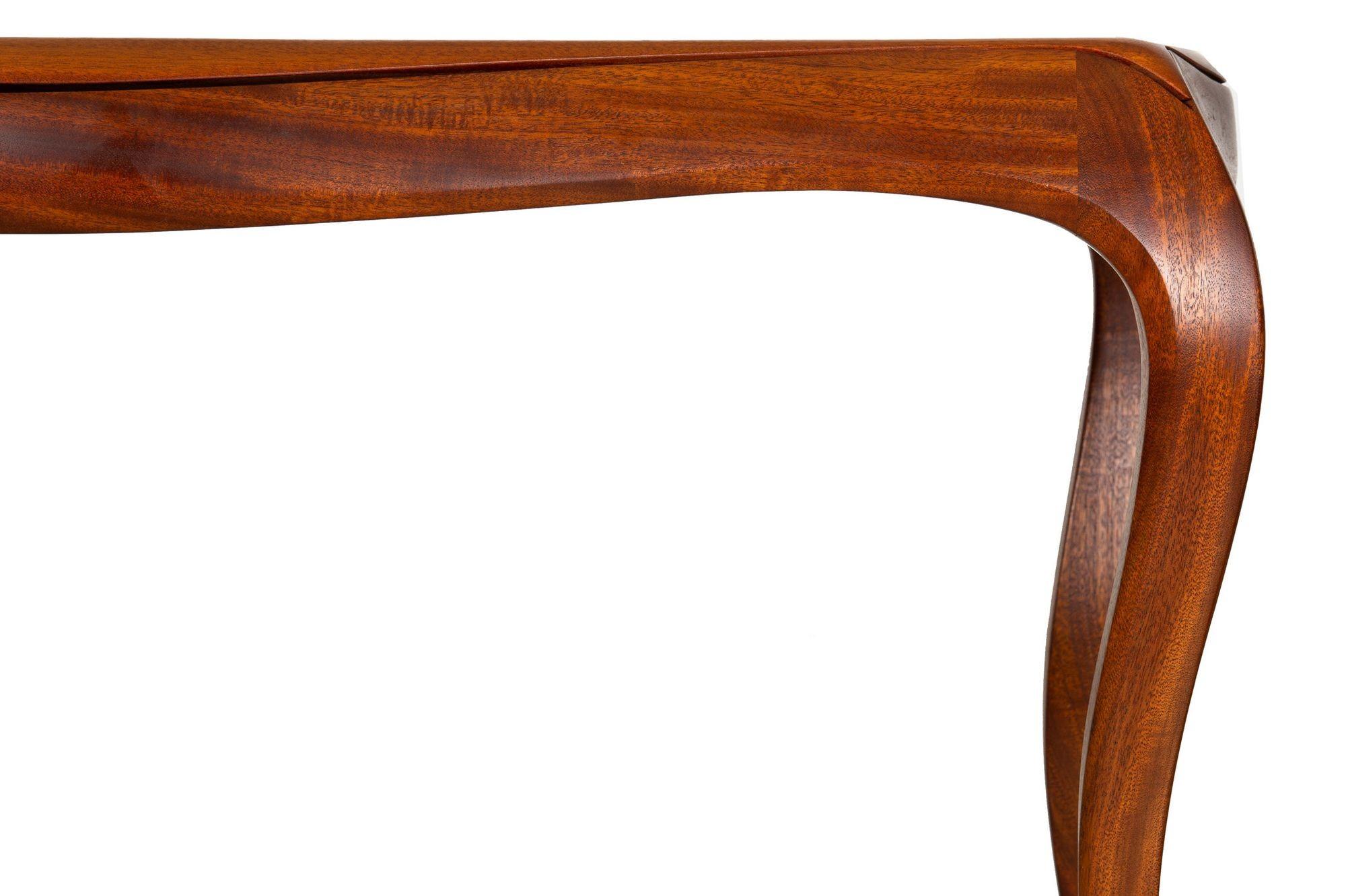 Vintage Modernist Serpentine Mahogany Console Table, 20th Century, Signed For Sale 3