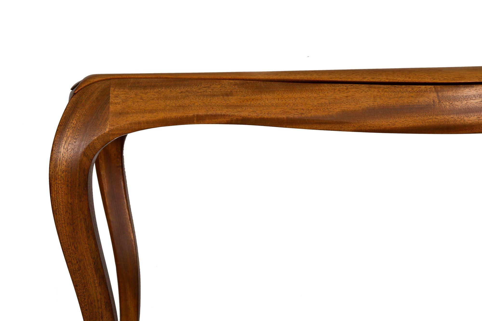 Vintage Modernist Serpentine Mahogany Console Table, 20th Century, Signed For Sale 4