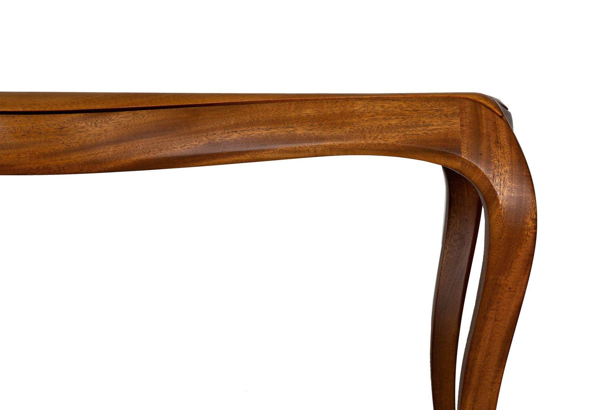 Vintage Modernist Serpentine Mahogany Console Table, 20th Century, Signed For Sale 5