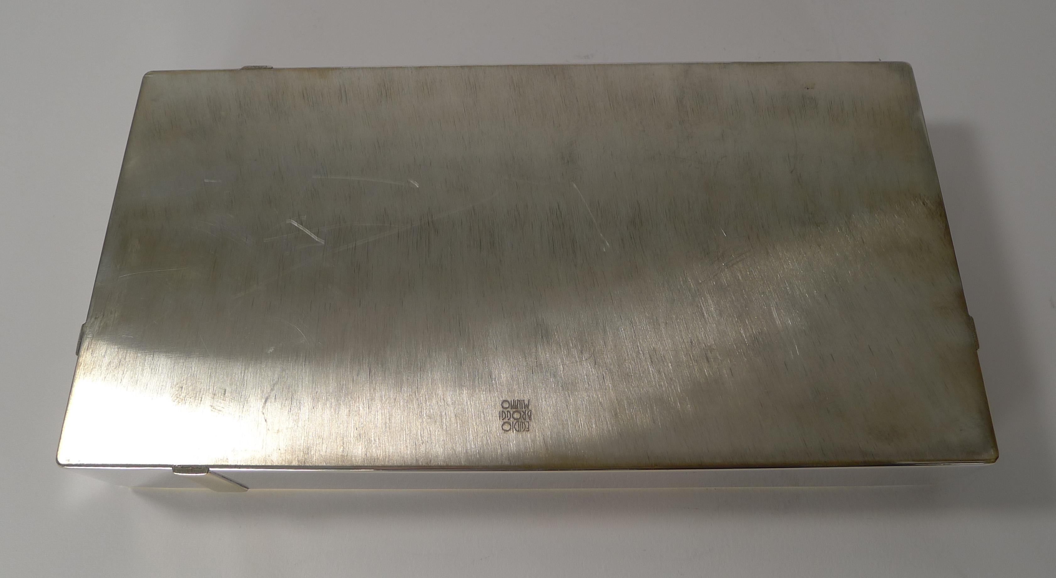 Silver Plate Vintage Modernist Silver and Gold-Plated Box by Egidio Broggi, Milan