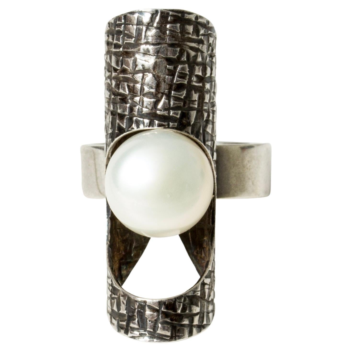 Vintage Modernist Sterling Silver Ring, Modern Organic
