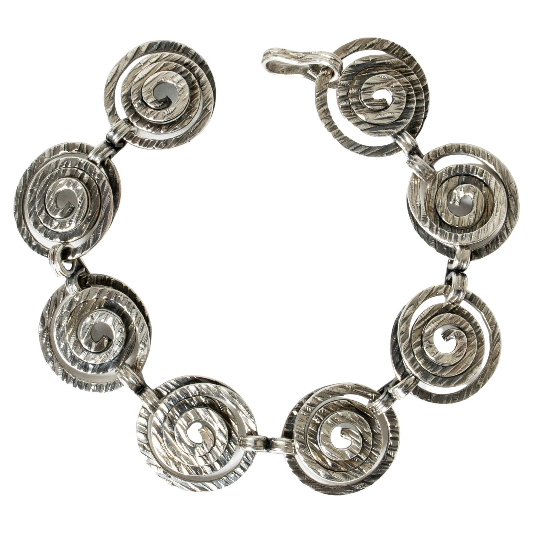 Vintage Modernist Silver Bracelet by Elis Kauppi, Finland, 1967 For Sale