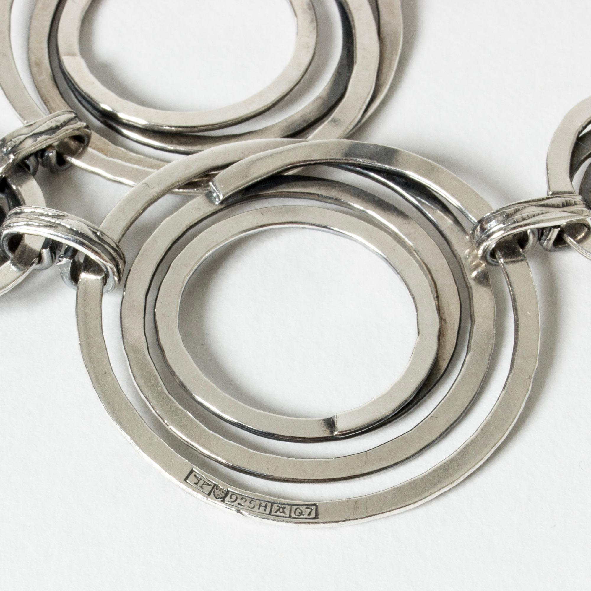 Modernistischer silberner Vintage- Collier aus Silber von Elis Kauppi, Finnland, 1969 im Angebot 1