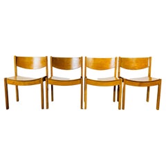 Vintage Modernist Stackable Dining Chairs, Set of 4, 1960s