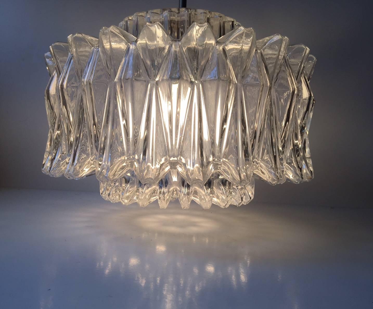 Mid-Century Modern Vintage Modernist Starburst Glass Pendant Lamp from Glashütte Limburg, 1960s