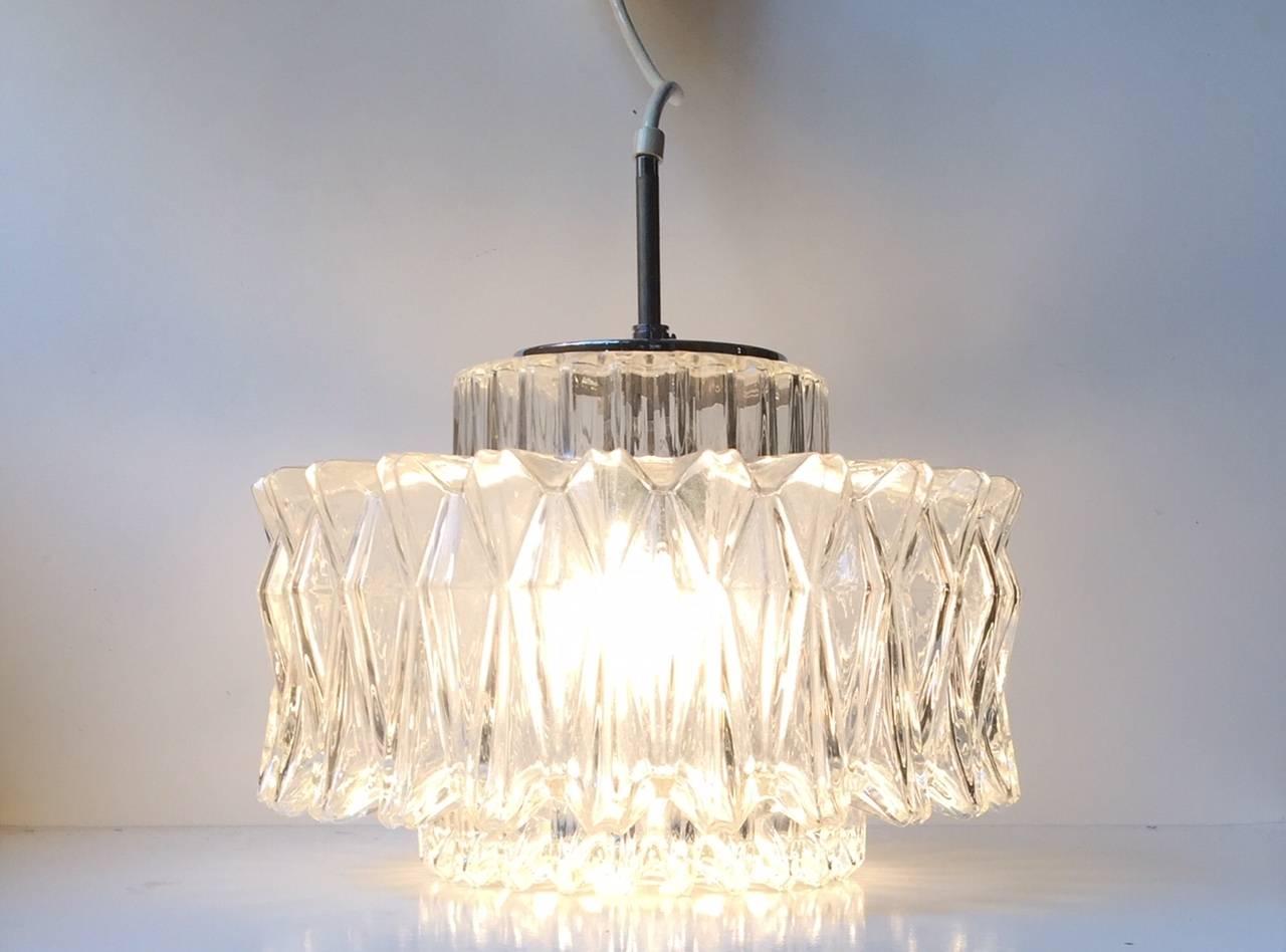 Vintage Modernist Starburst Glass Pendant Lamp from Glashütte Limburg, 1960s In Excellent Condition In Esbjerg, DK
