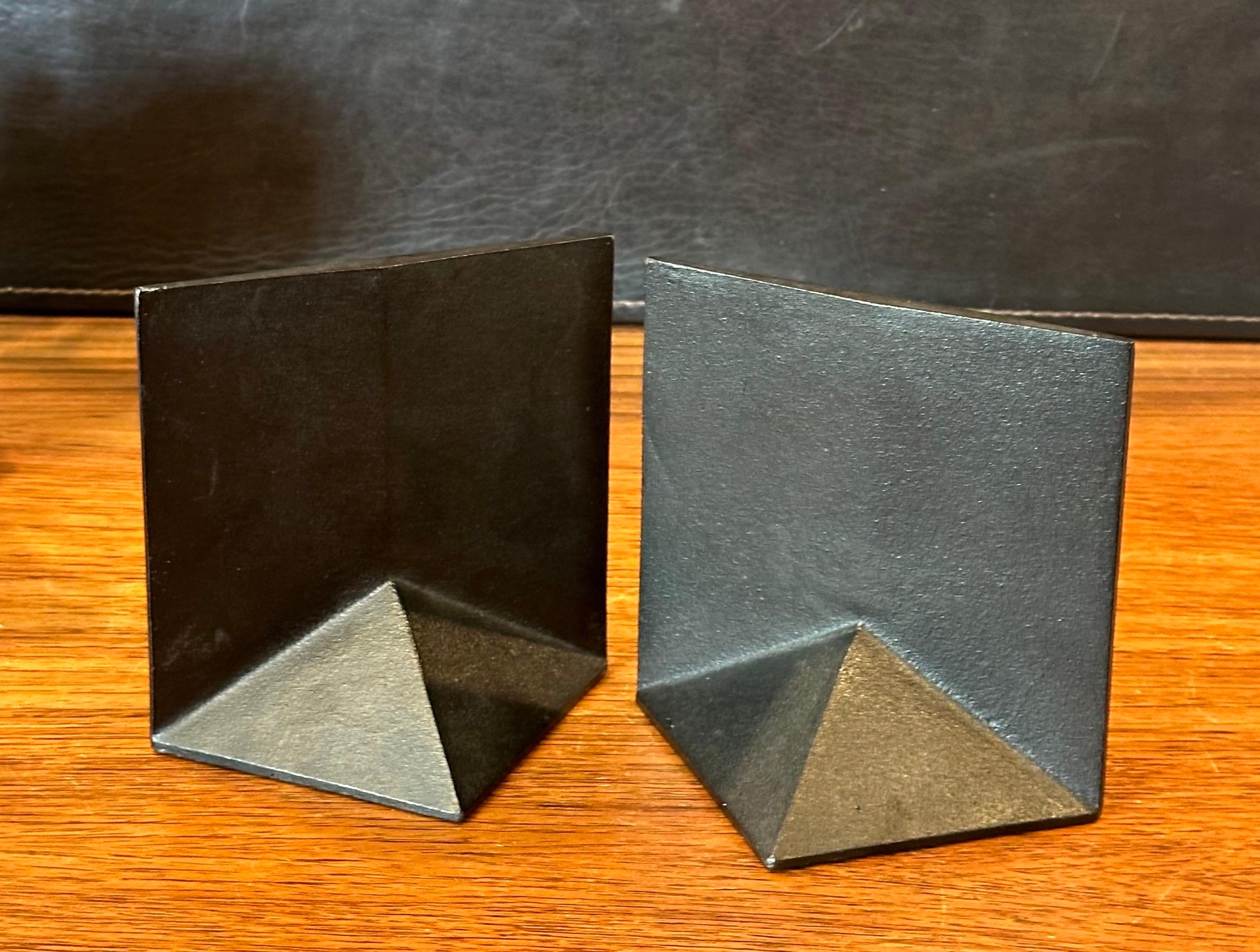Vintage Modernist Steel Bookends by Kikichi Hojudo 7