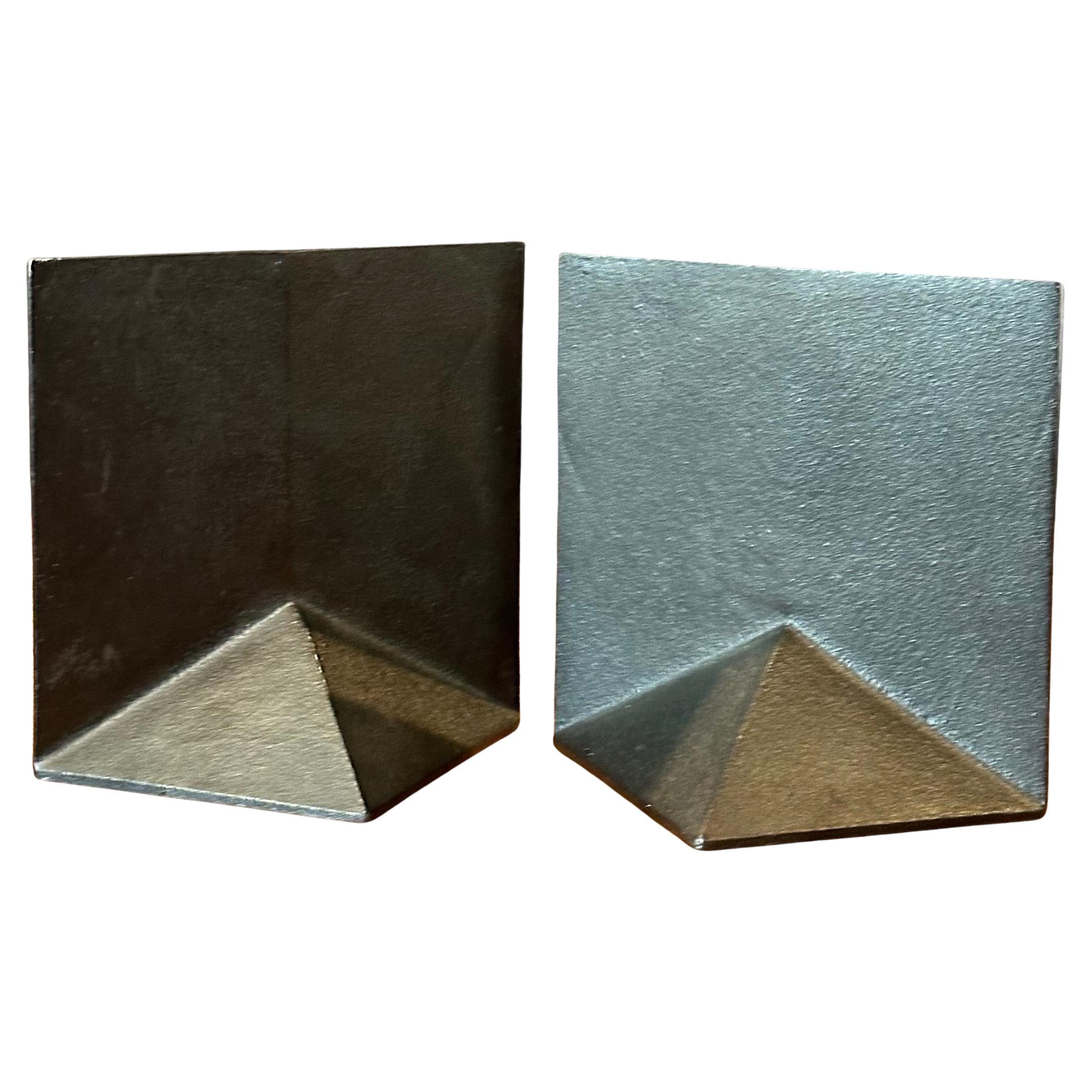 Vintage Modernist Steel Bookends by Kikichi Hojudo 10